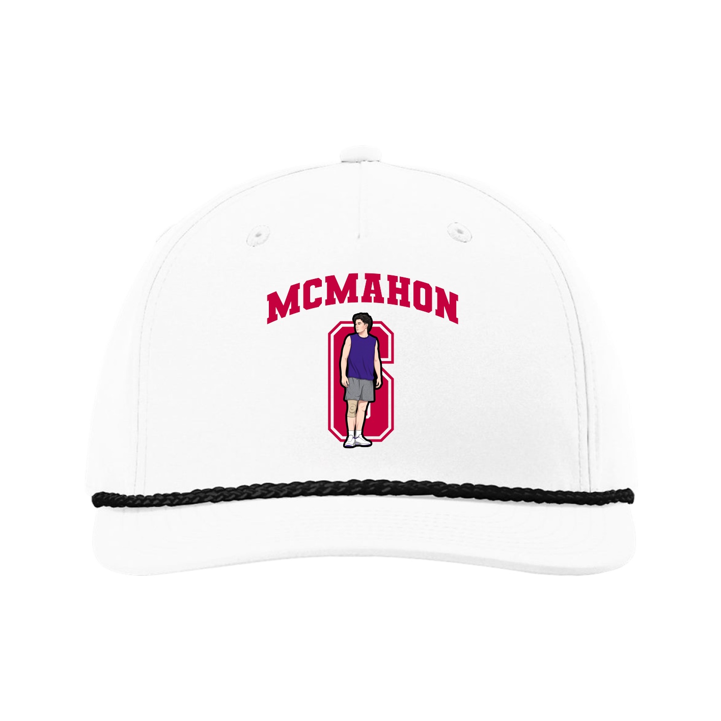 Five-Panel Classic Rope Cap — Number in White