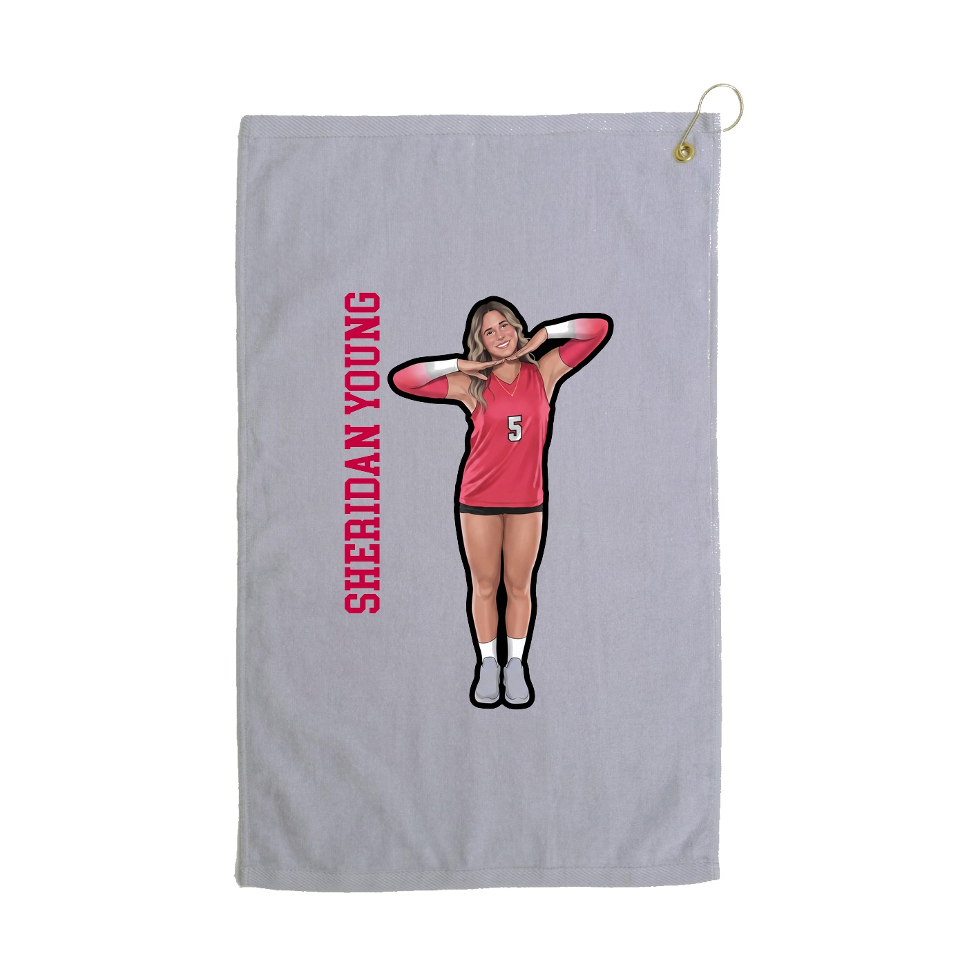 Golf Towel — Name Vertical in Grey