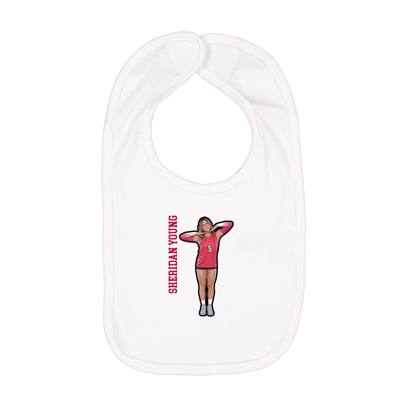 Infant Bib — Name Vertical in White