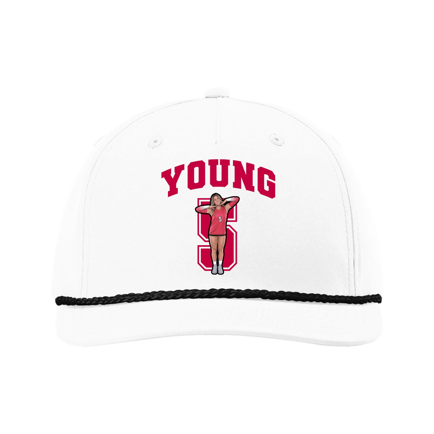 Five-Panel Classic Rope Cap — Number in White