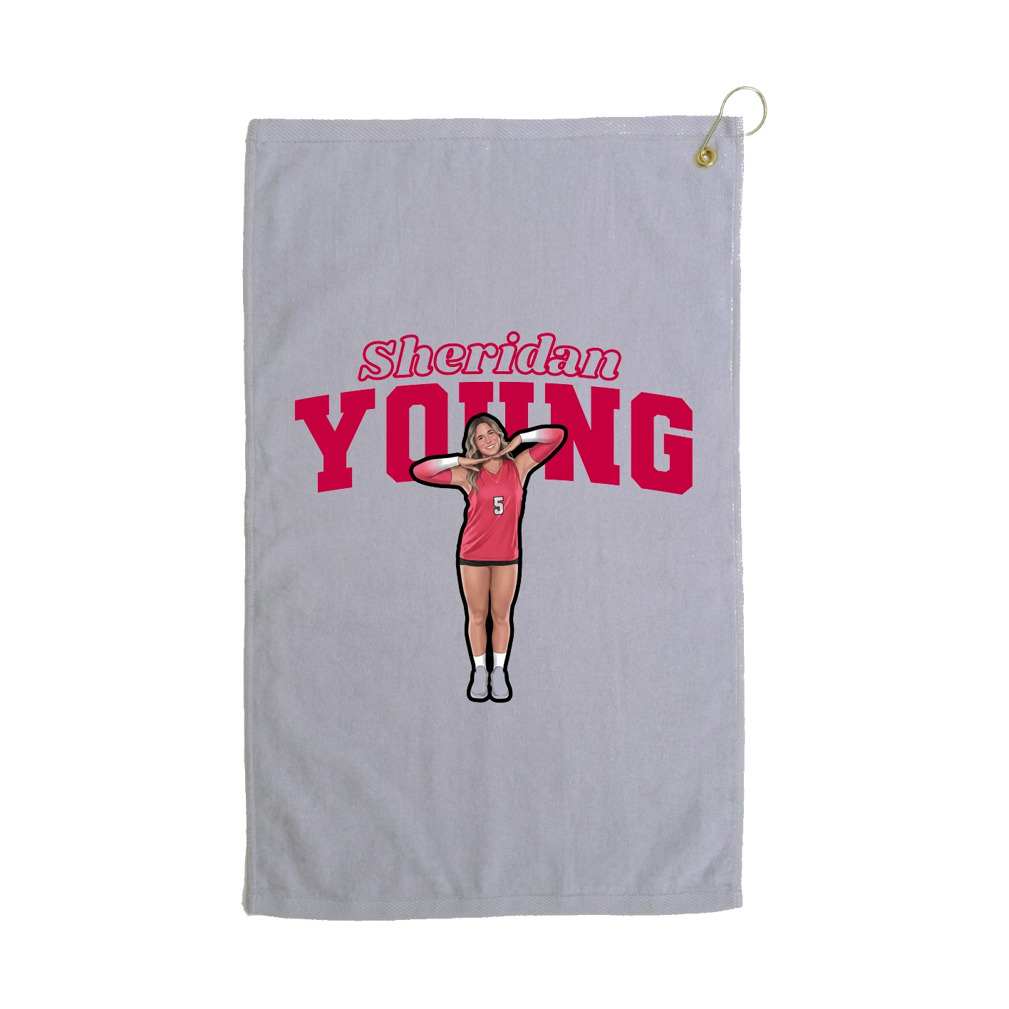 Golf Towel — Name Arch in Grey