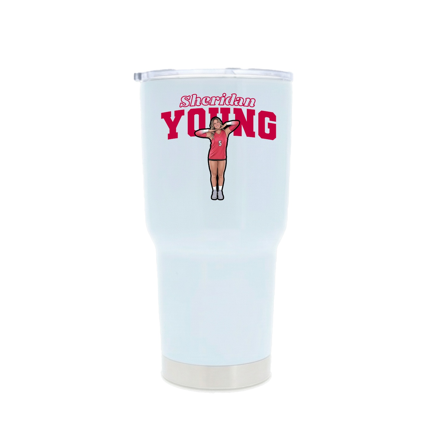 30oz Stainless Steel Tumbler — Name Arch in White