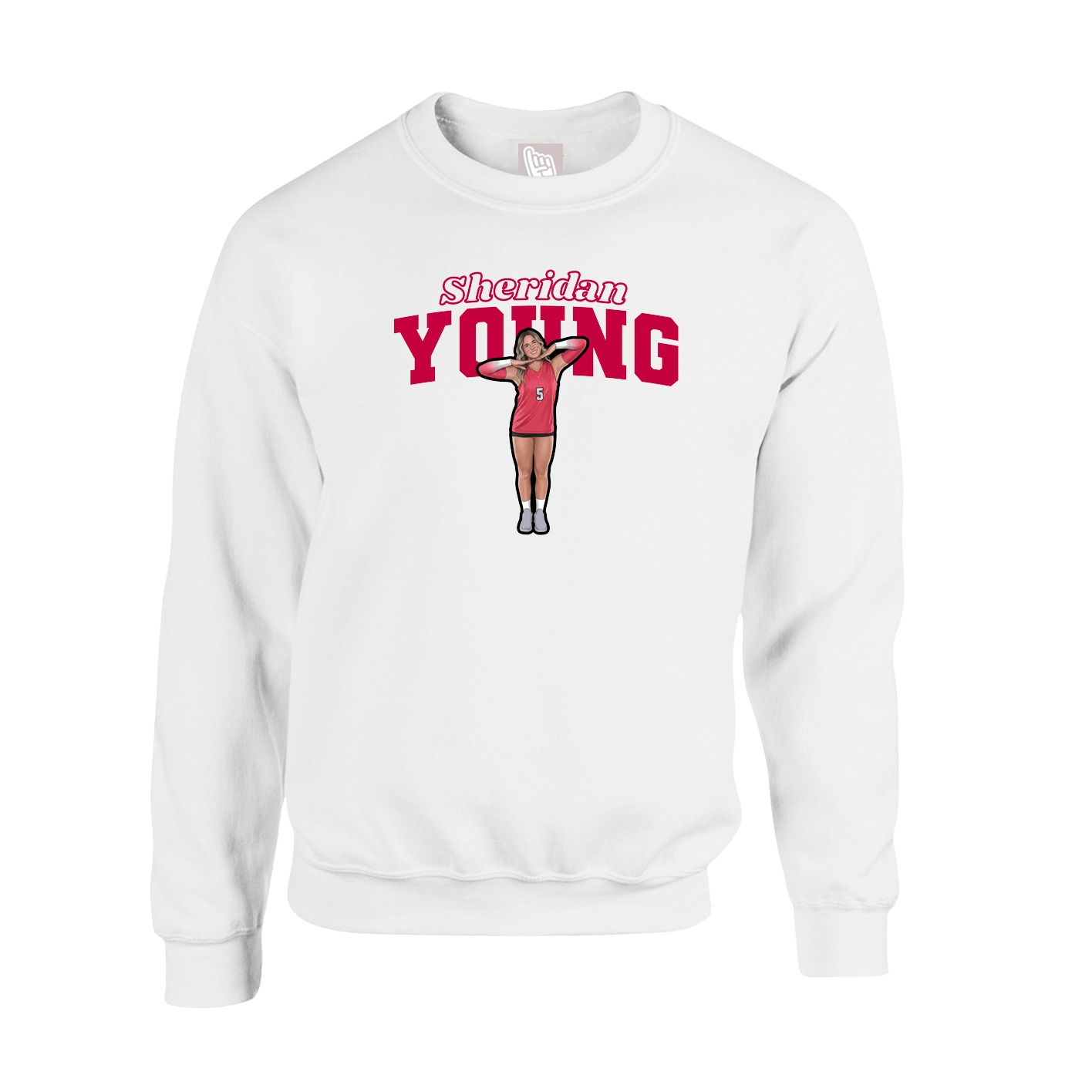 Fleece Crew — Name Arch in White