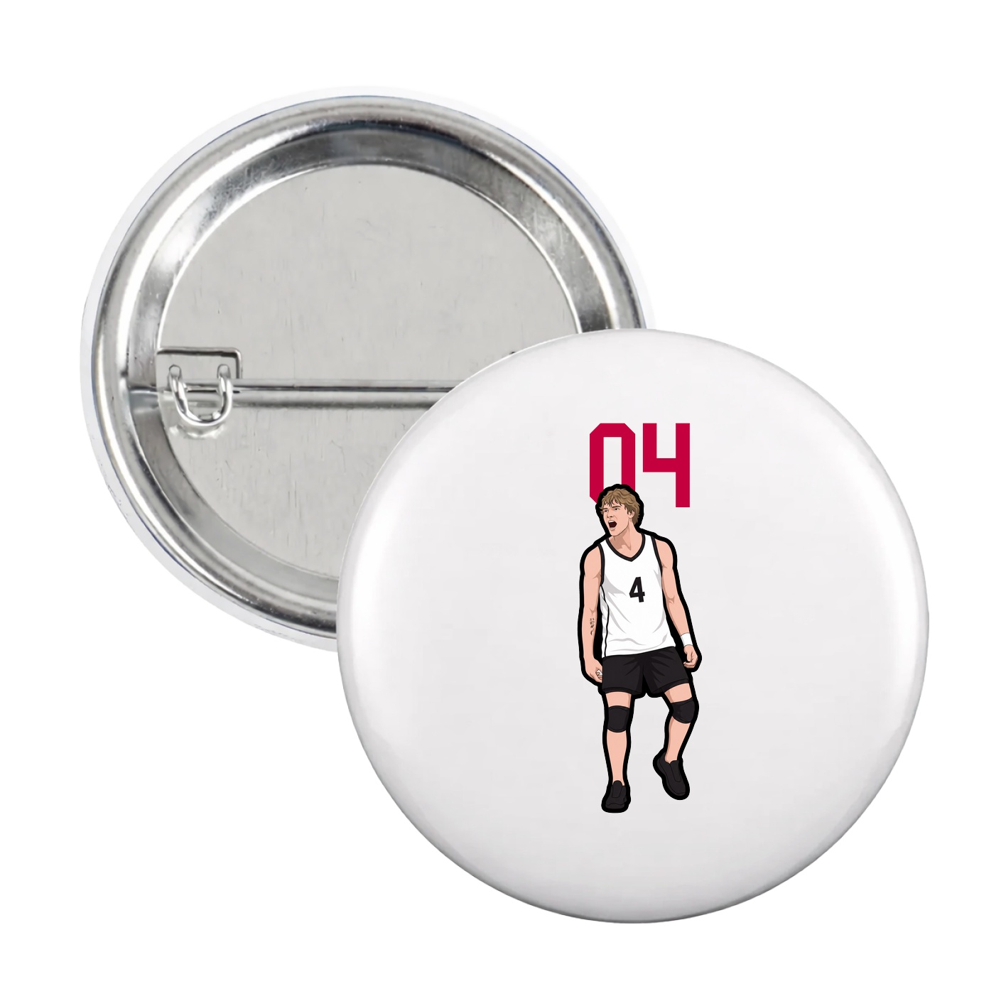 Game Day Button — Number Top in White