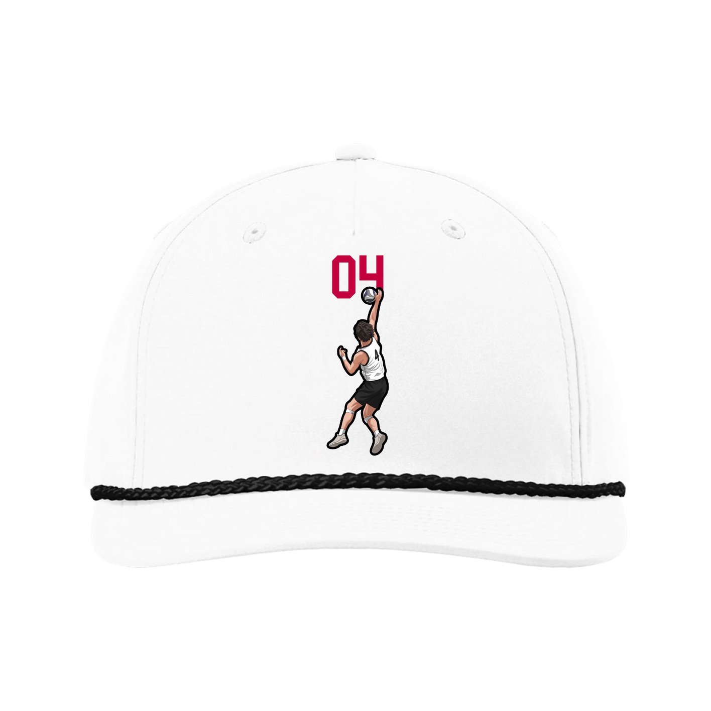 Five-Panel Classic Rope Cap — Number Top in White