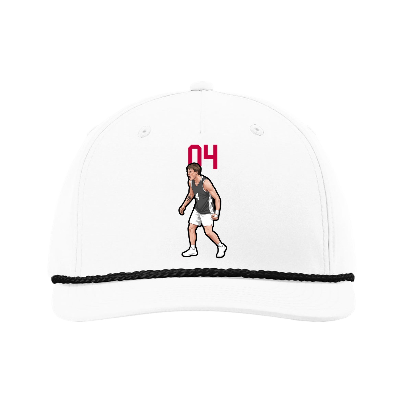 Five-Panel Classic Rope Cap — Number Top in White