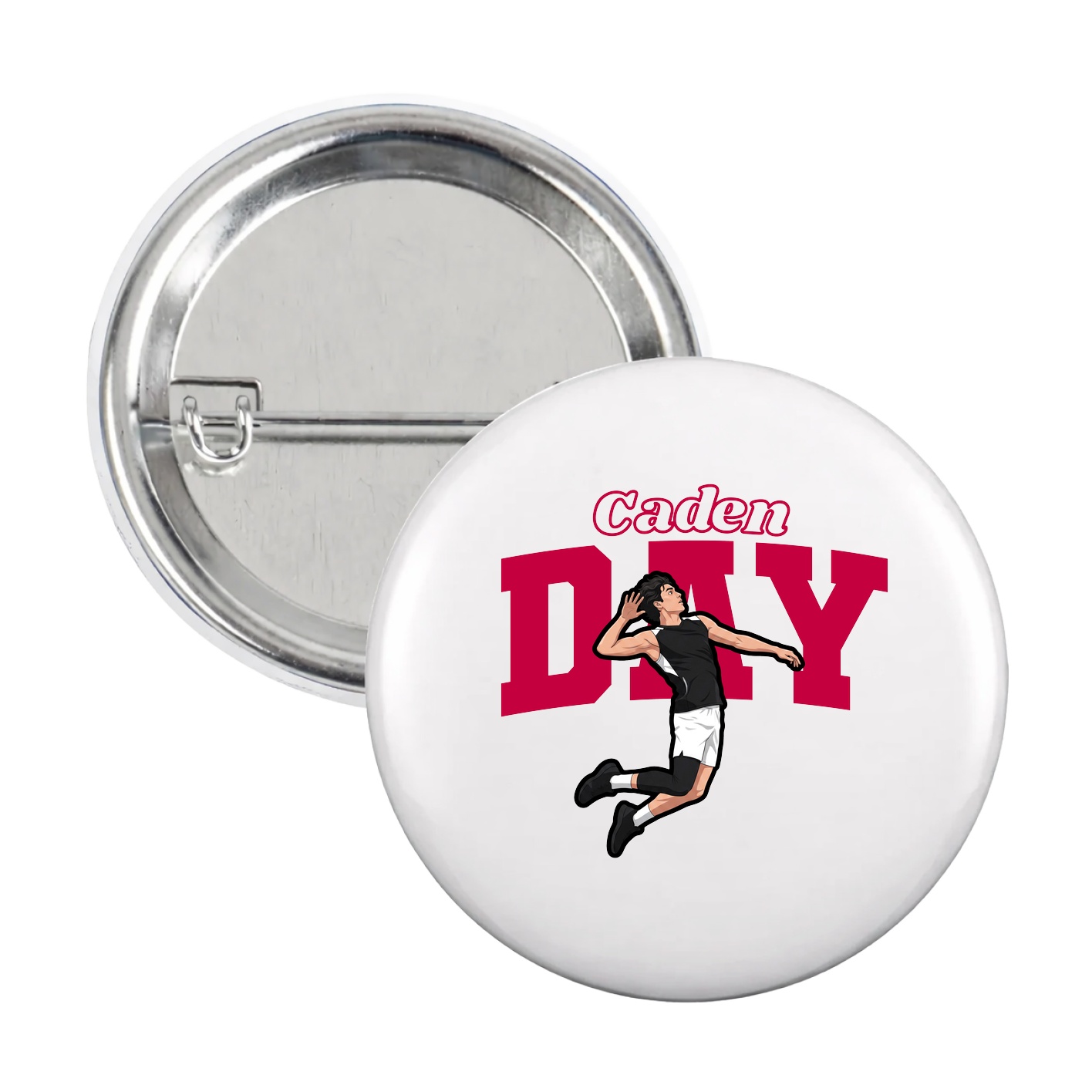 Game Day Button — Name Arch in White