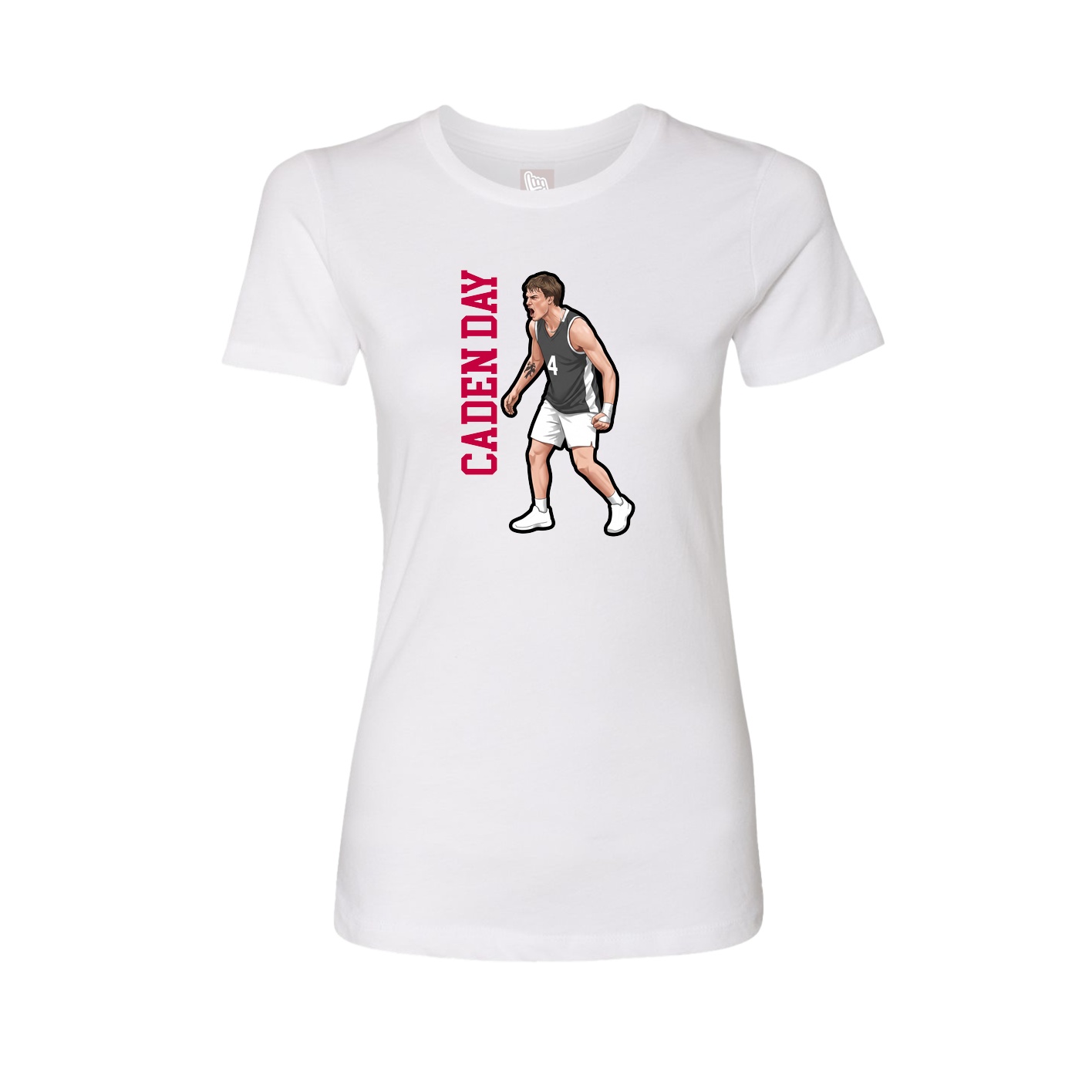 Fitted Women's Tee — Name Vertical in White