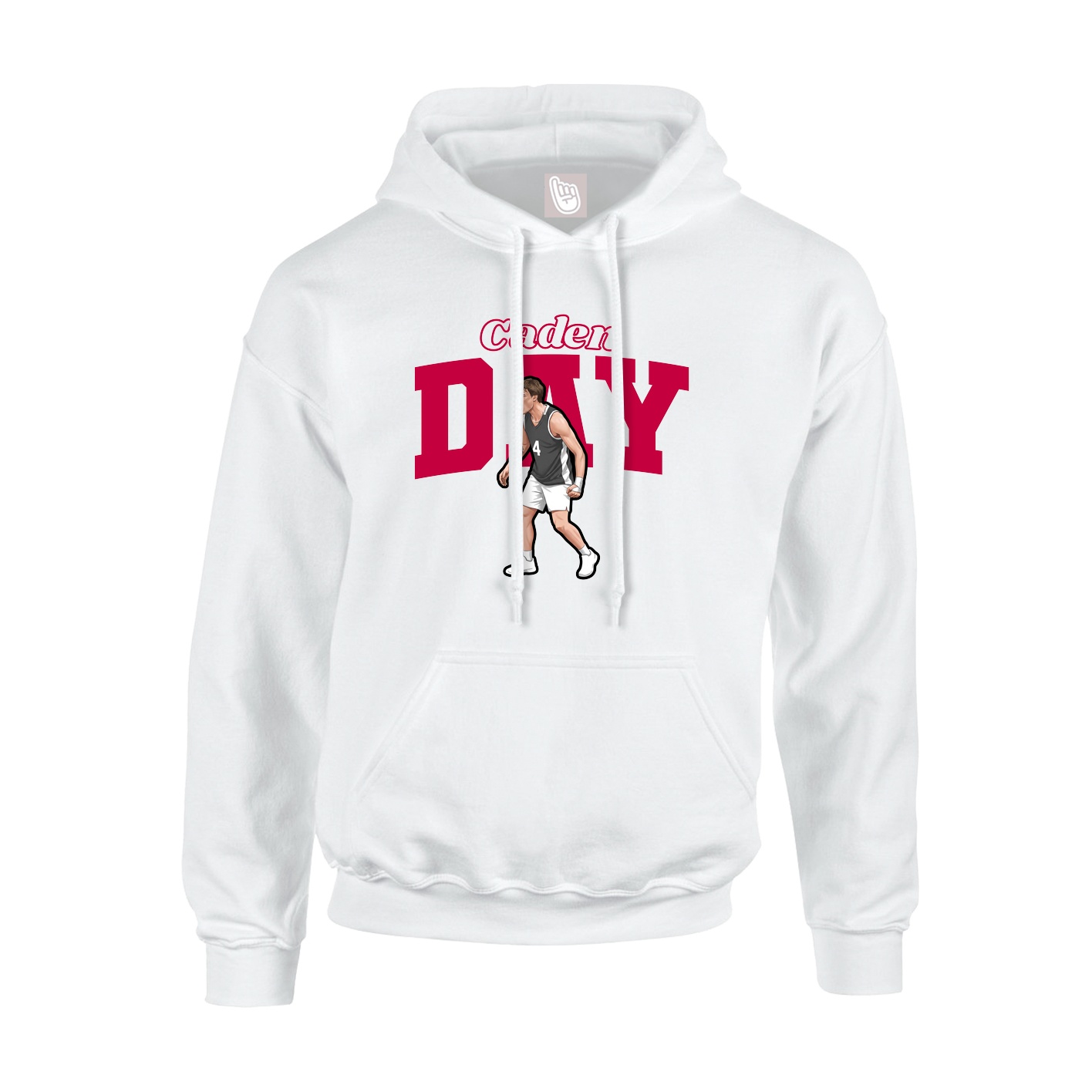 Youth Hoodie — Name Arch in White