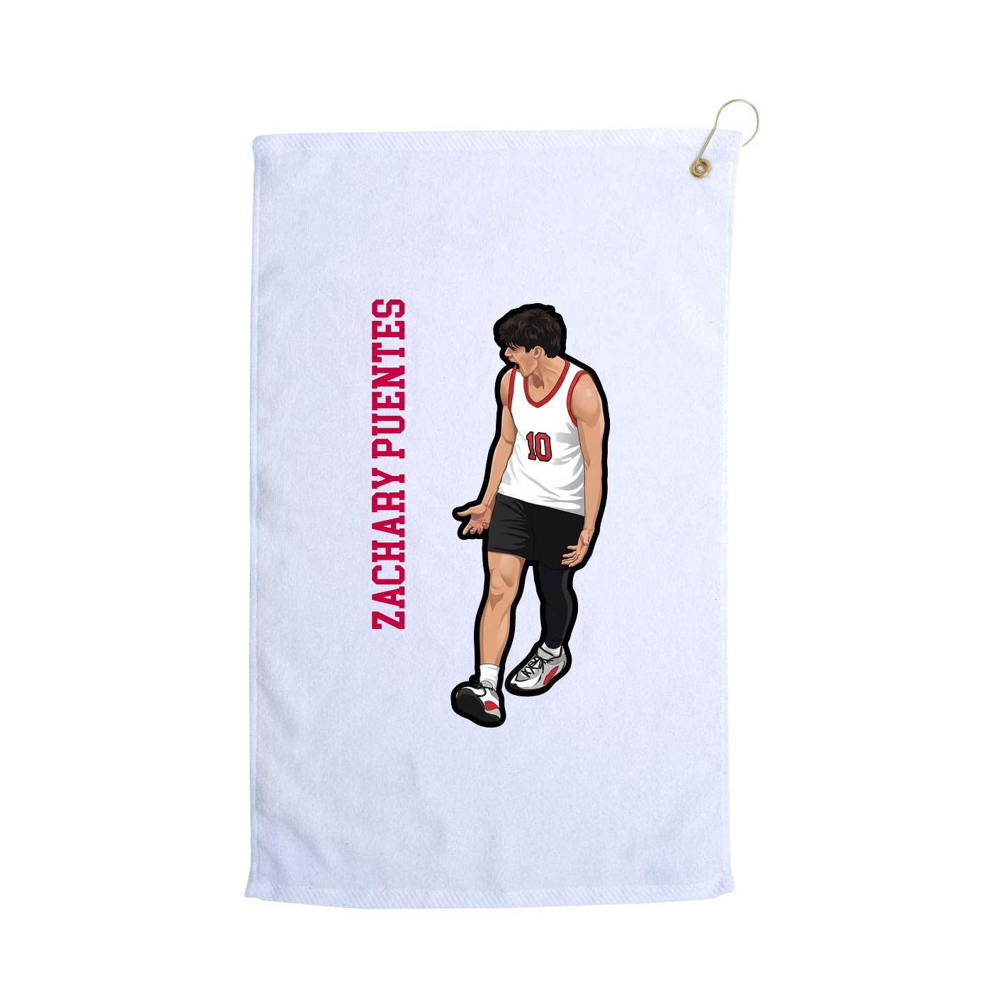 Golf Towel — Name Vertical in White