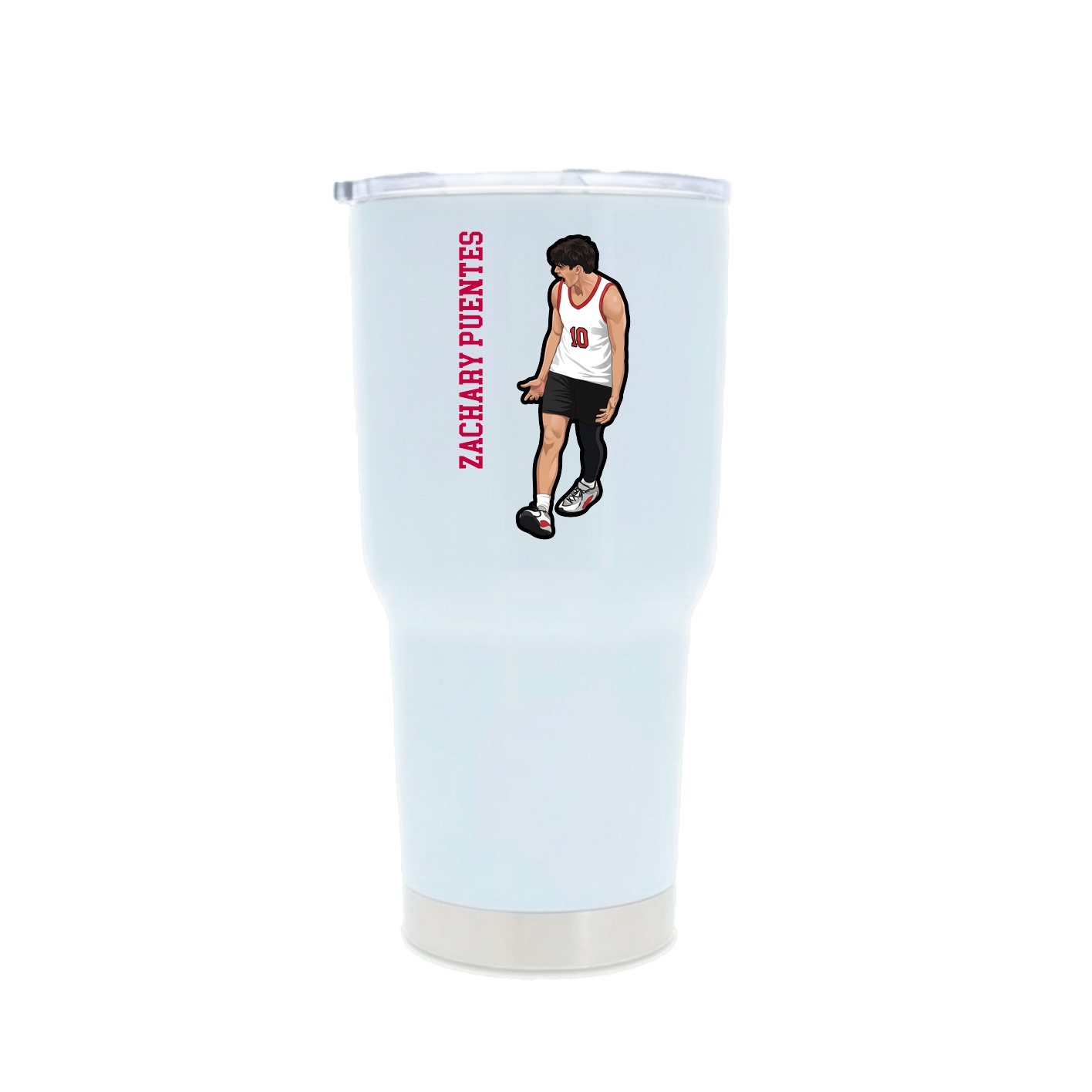 30oz Stainless Steel Tumbler — Name Vertical in White