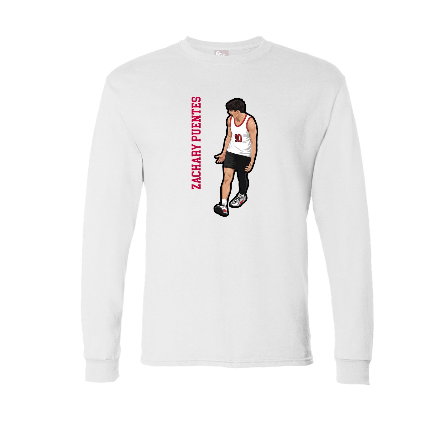 Long Sleeve Tee — Name Vertical in White