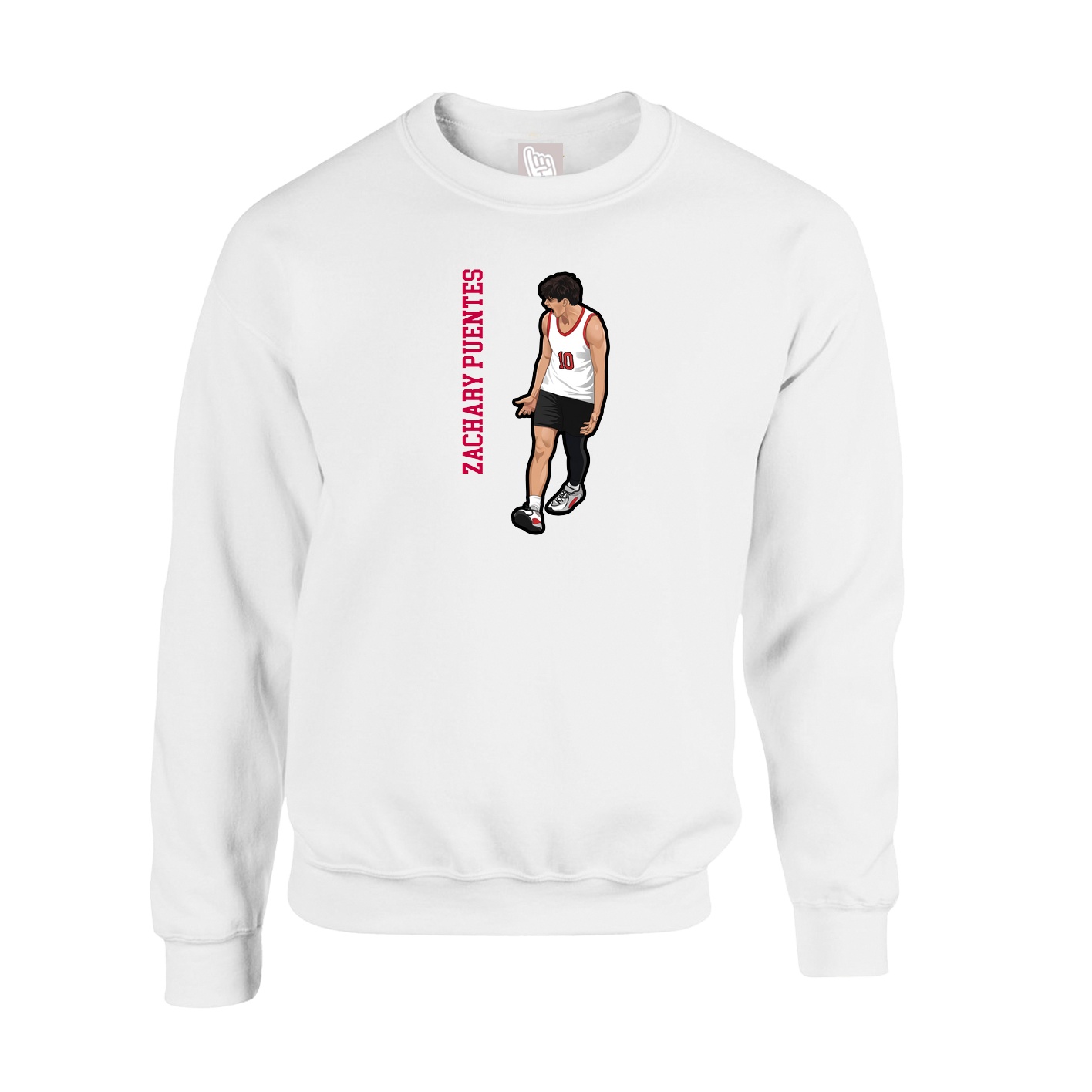 Fleece Crew — Name Vertical in White