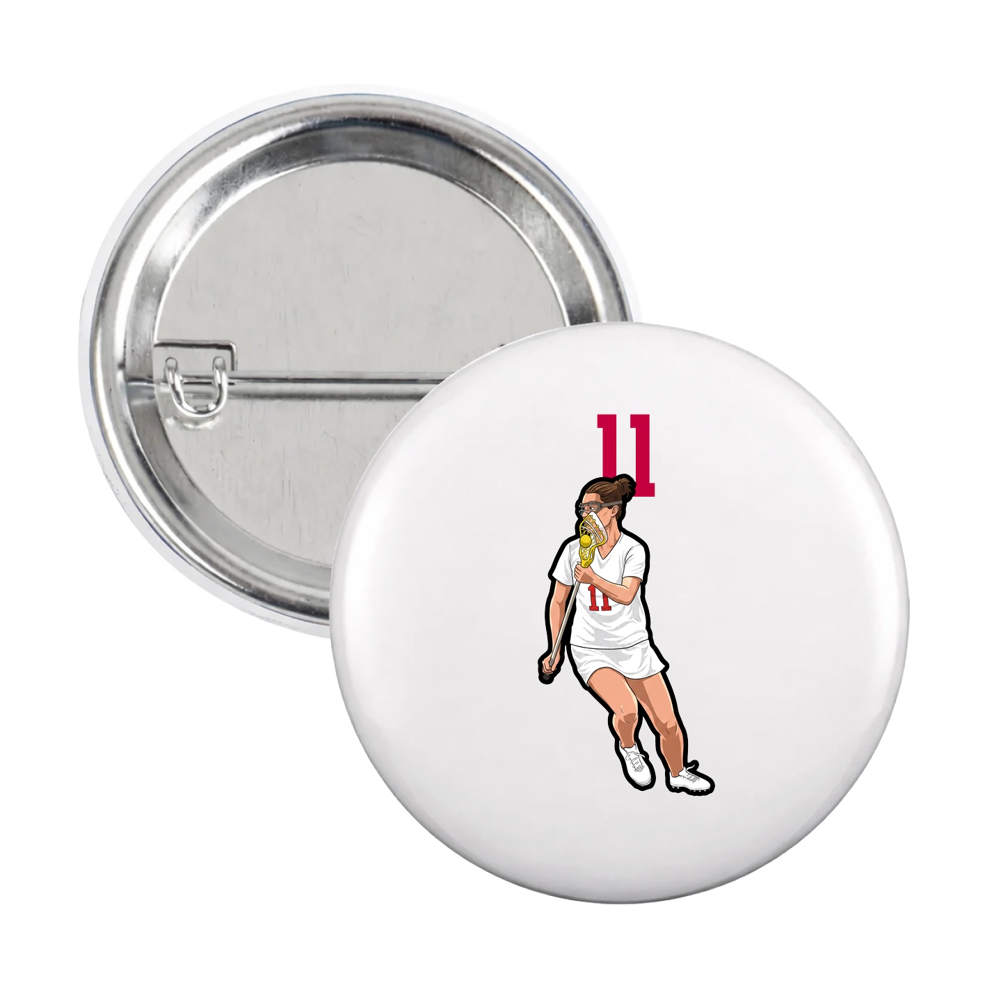 Game Day Button — Number Top in White