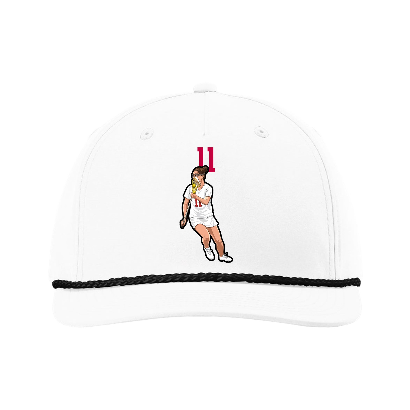 Five-Panel Classic Rope Cap — Number Top in White