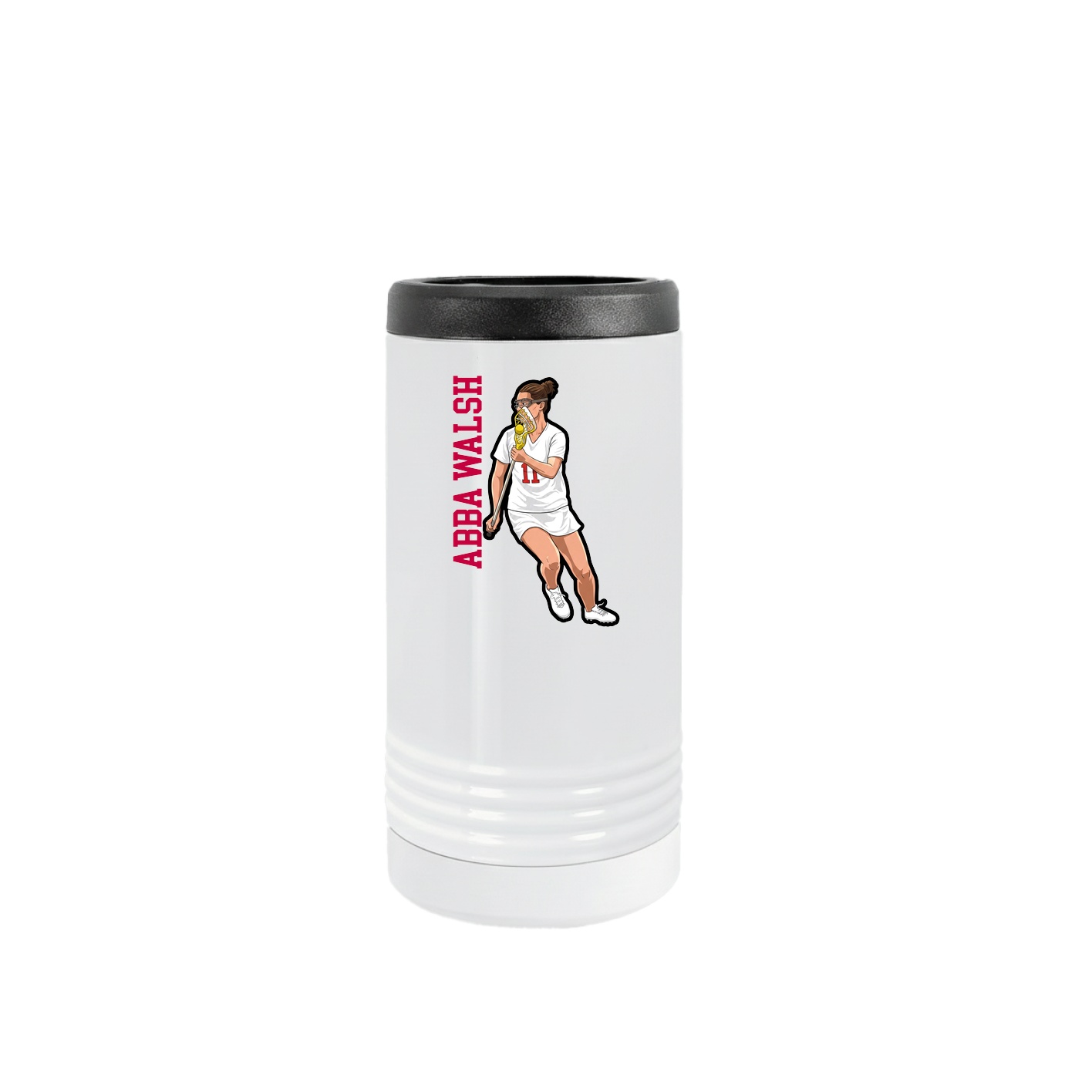 Slim Beverage Holder — Name Vertical in White