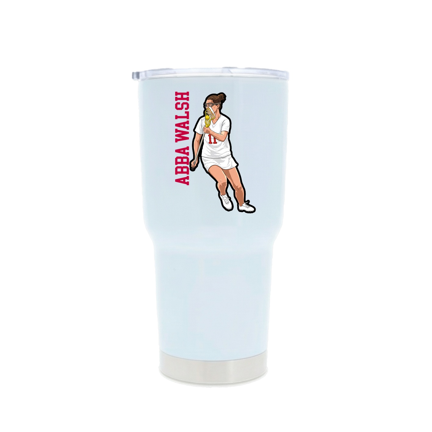 30oz Stainless Steel Tumbler — Name Vertical in White