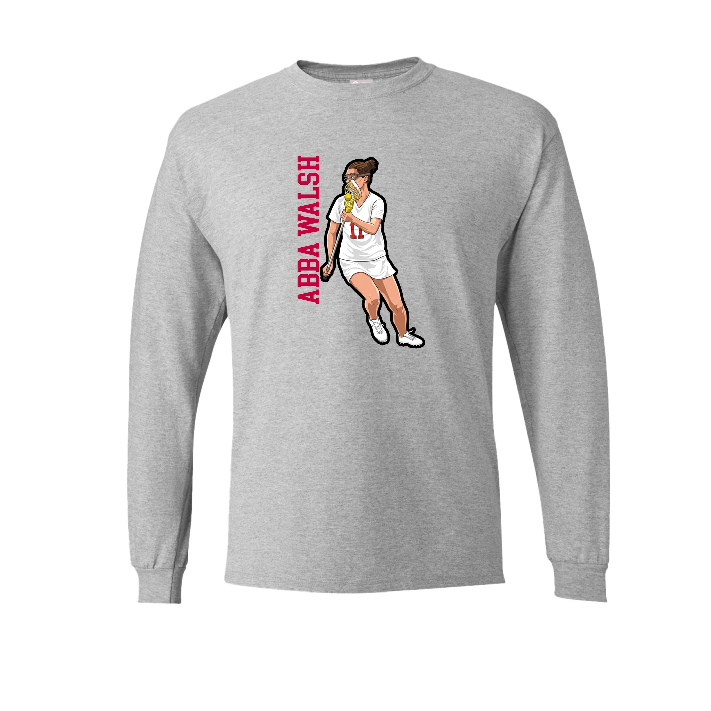 Long Sleeve Tee — Name Vertical in Grey
