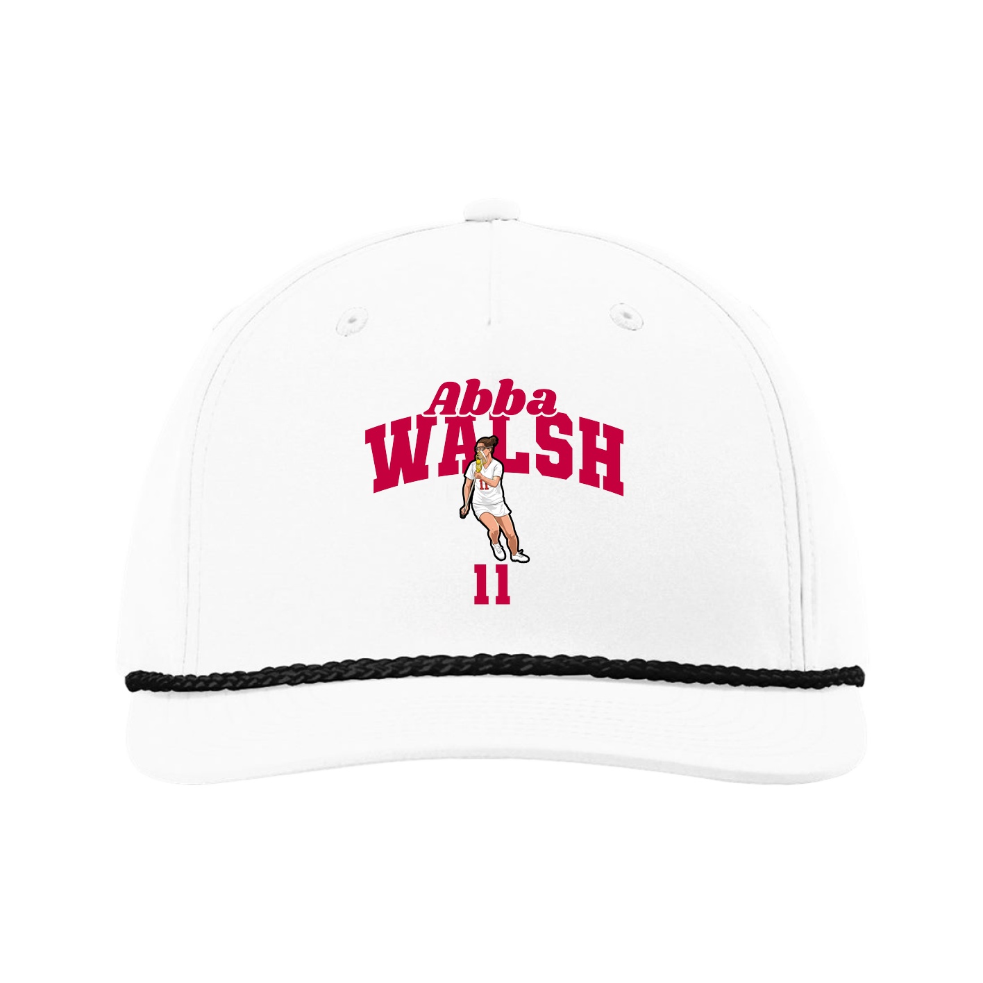 Five-Panel Classic Rope Cap — Signature Arch in White