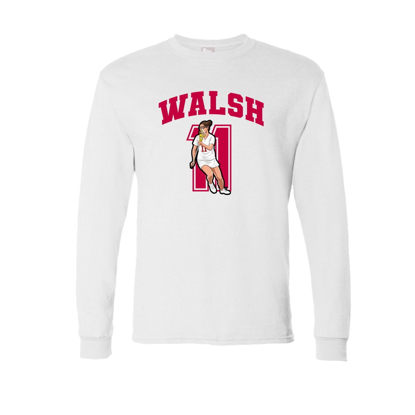 Long Sleeve Tee — Number in White