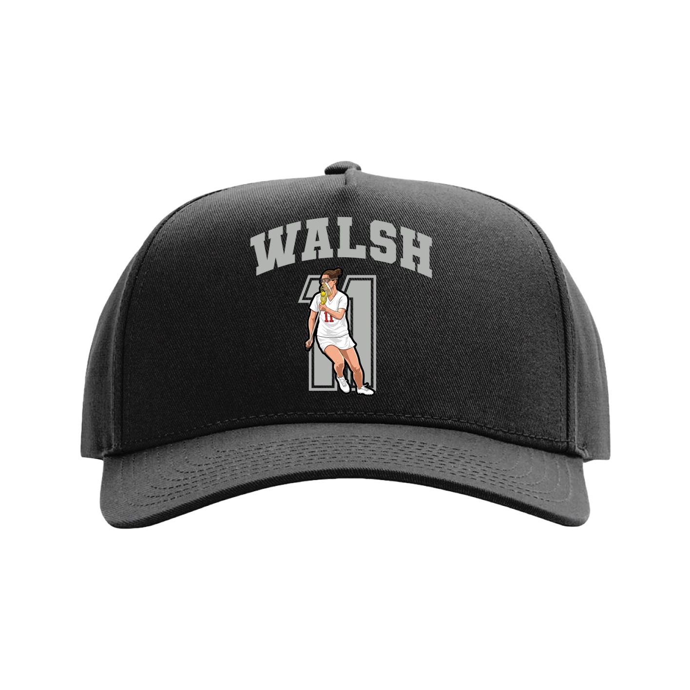Full Fabric Five-Panel Champ Cap — Number in Black