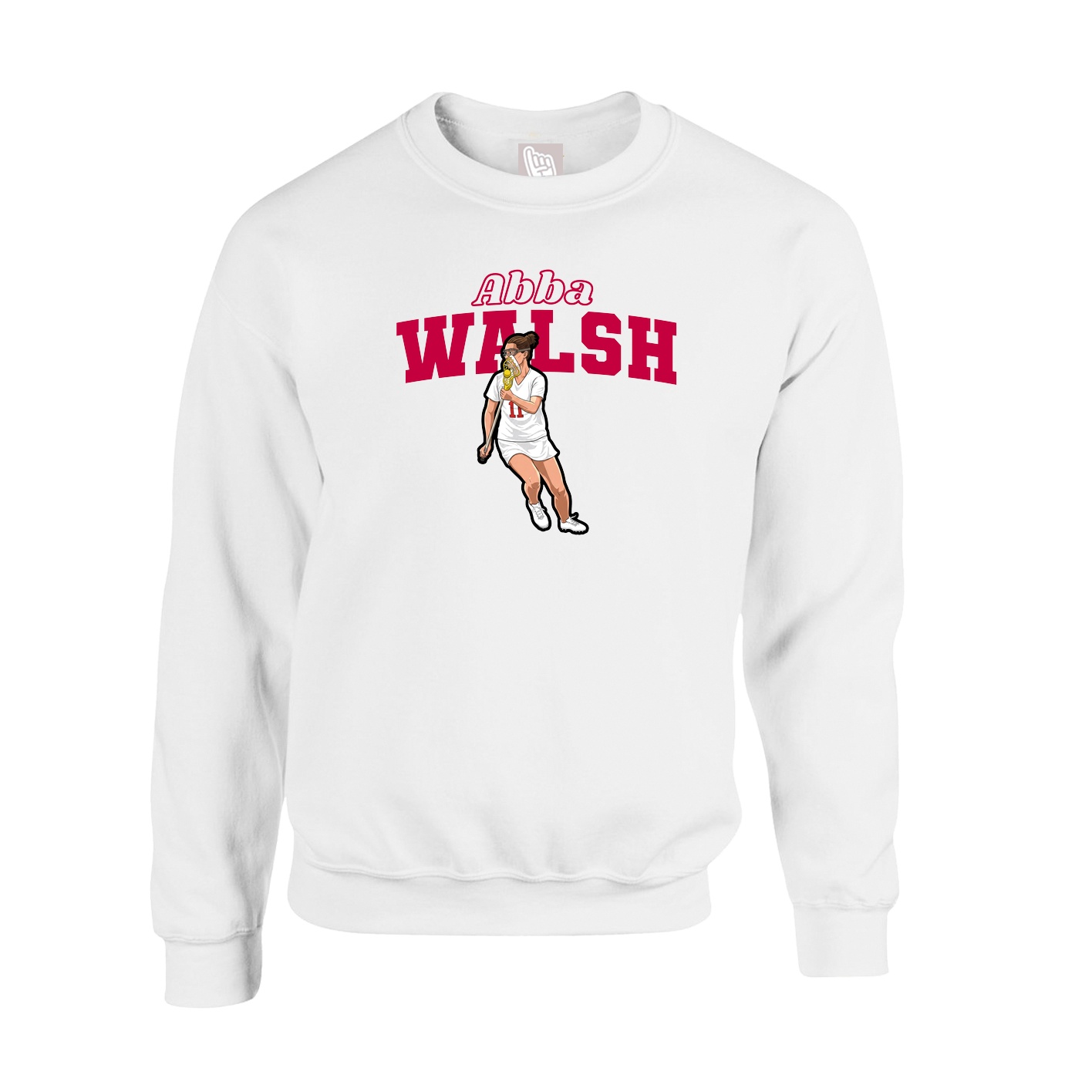 Fleece Crew — Name Arch in White