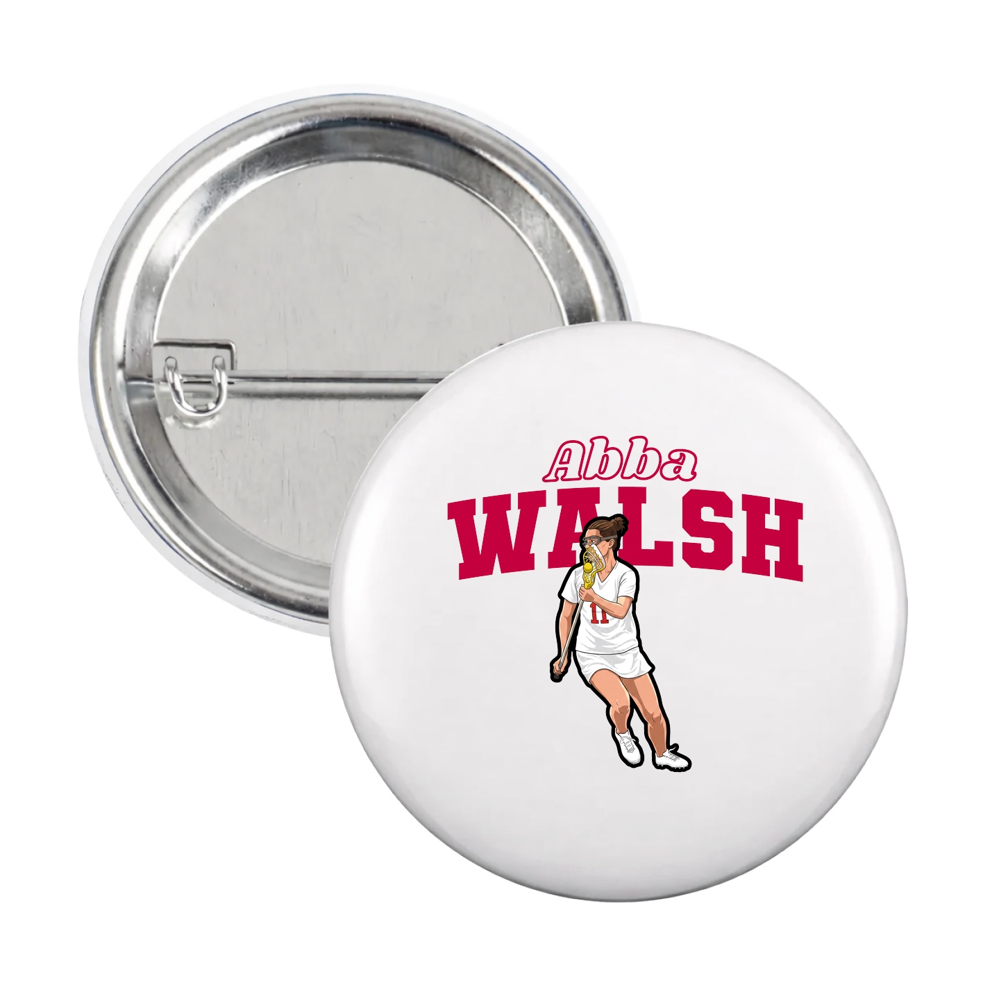 Game Day Button — Name Arch in White