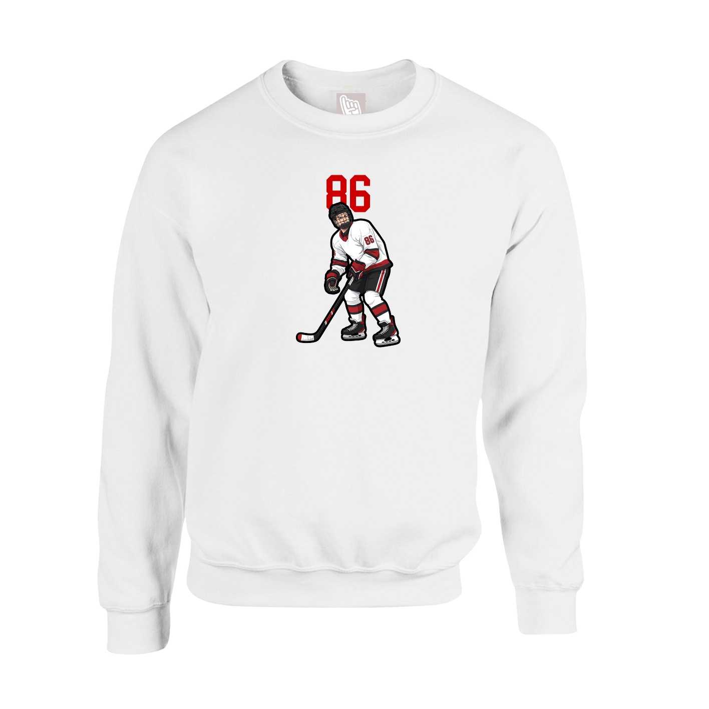 Fleece Crew — Number Top in White