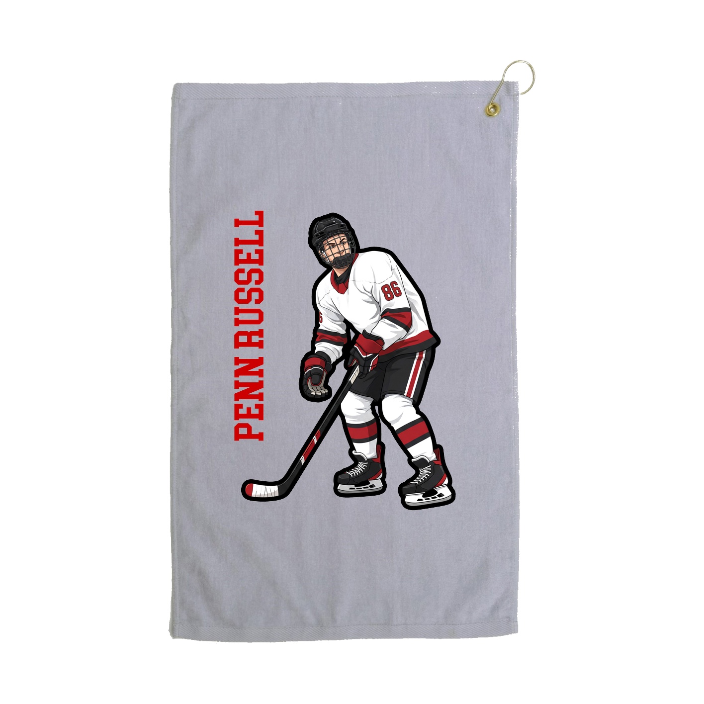 Golf Towel — Name Vertical in Grey