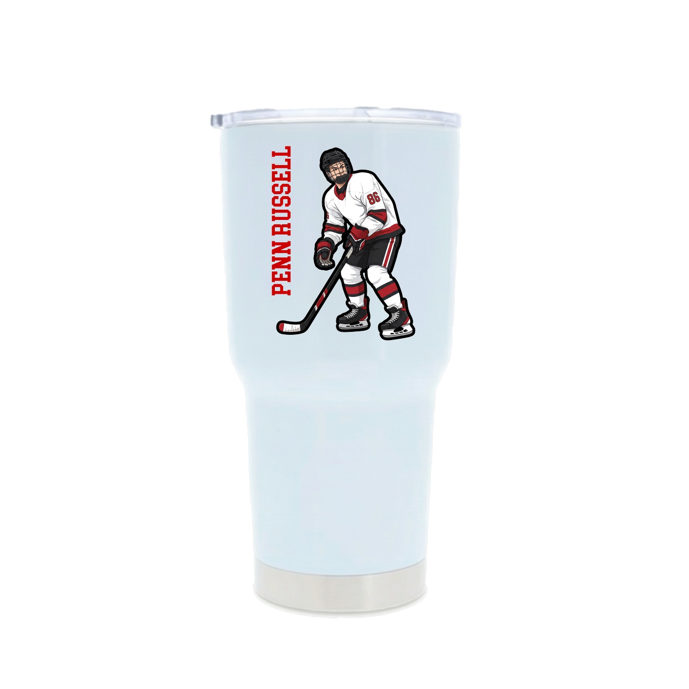 30oz Stainless Steel Tumbler — Name Vertical in White