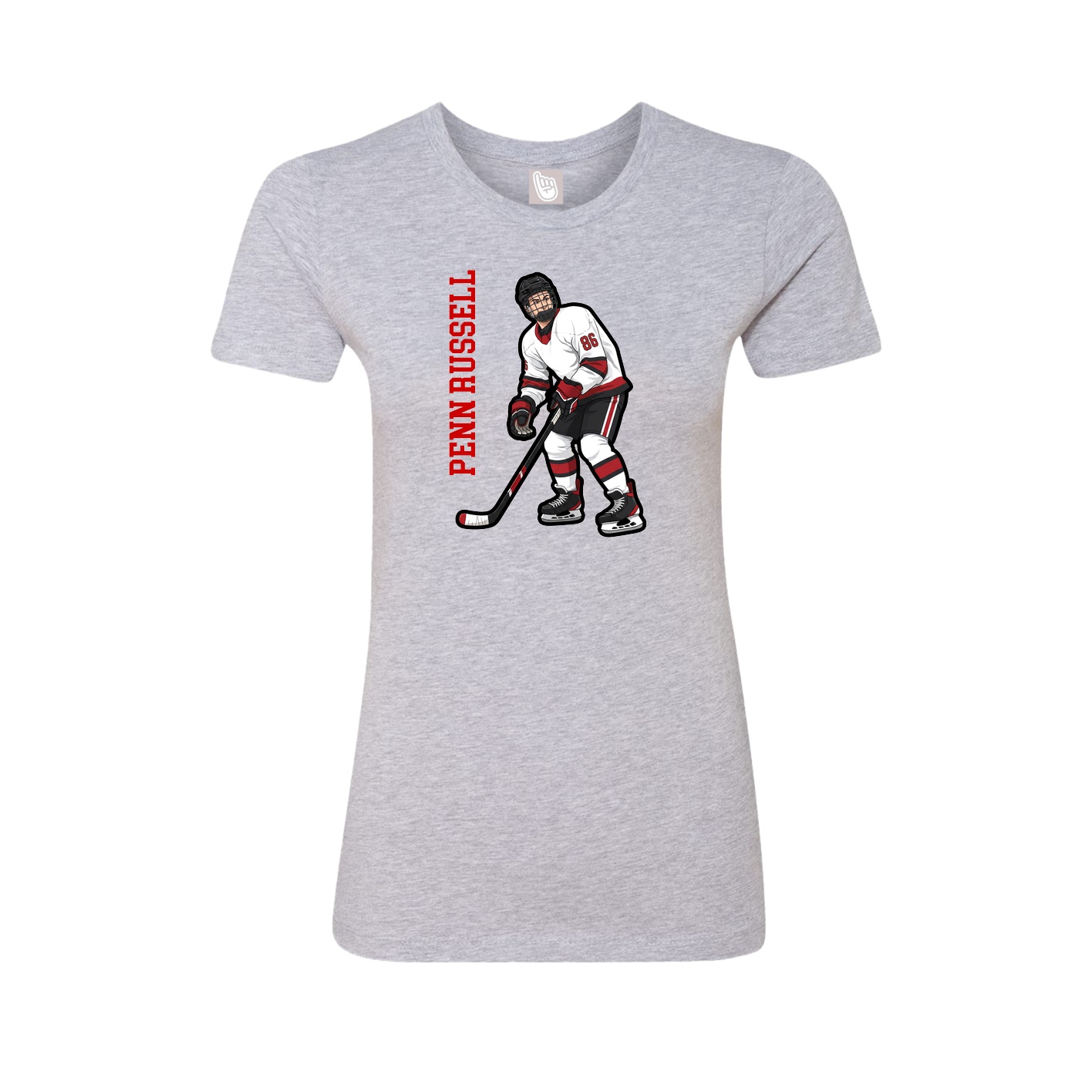 Fitted Women's Tee — Name Vertical in Grey