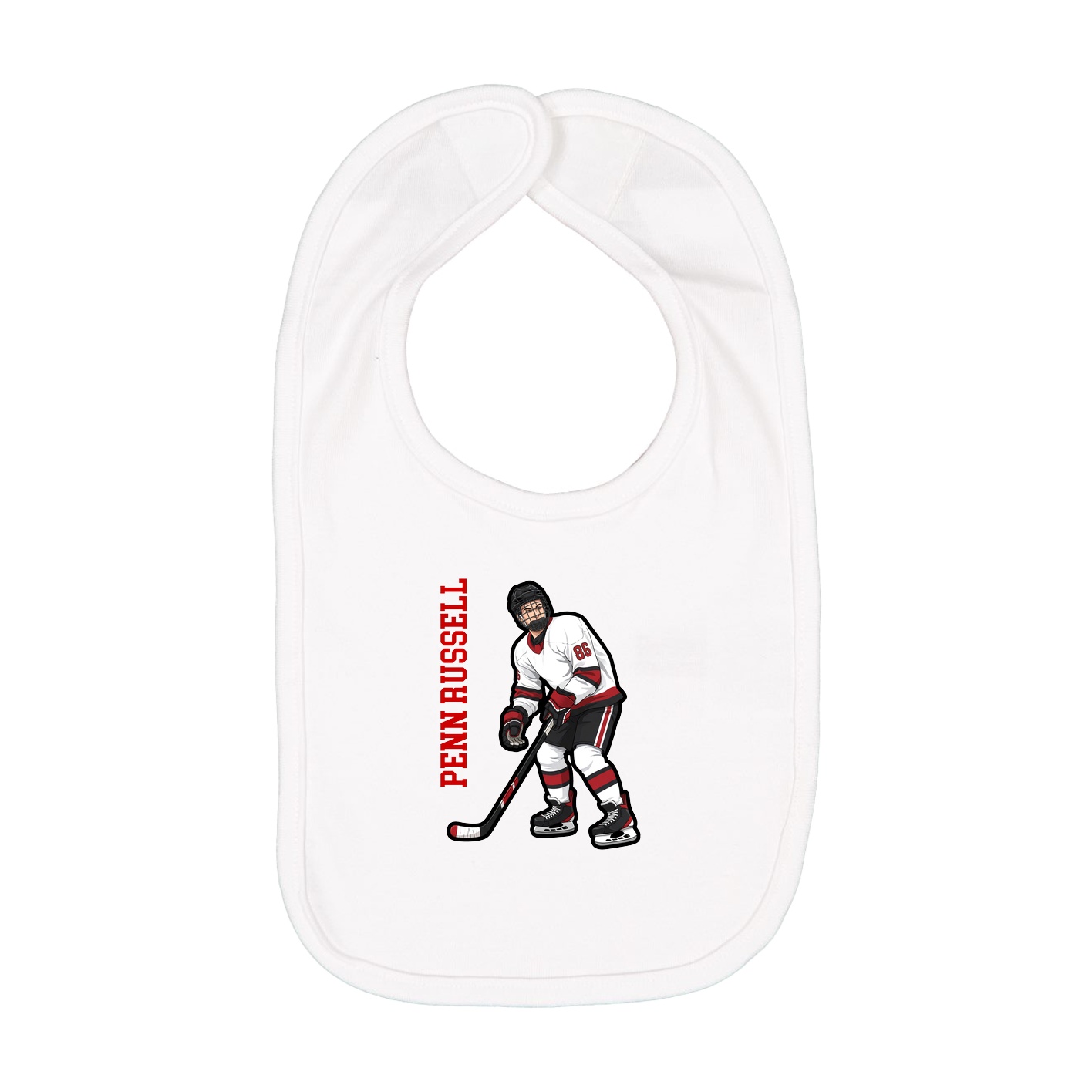Infant Bib — Name Vertical in White