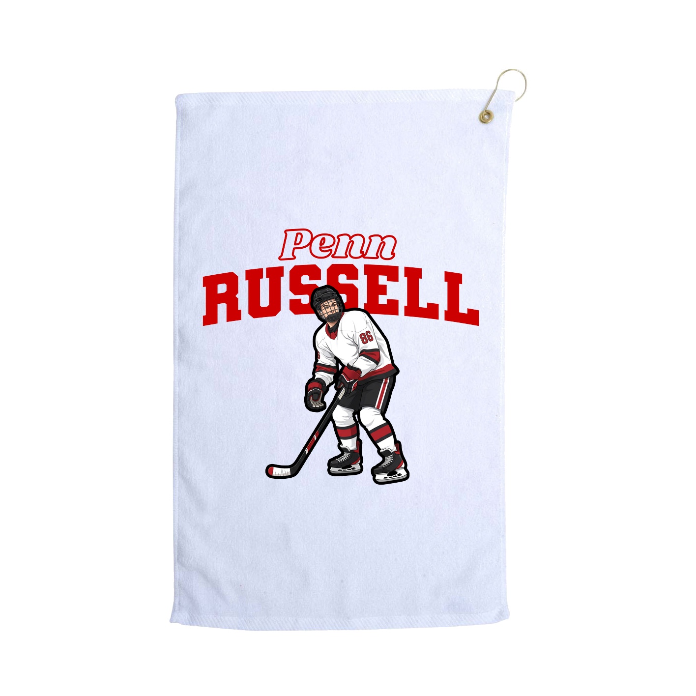 Golf Towel — Name Arch in White