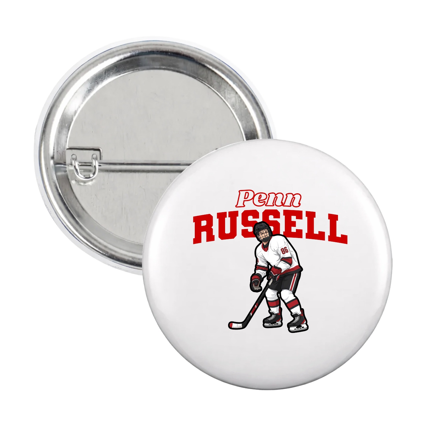 Game Day Button — Name Arch in White