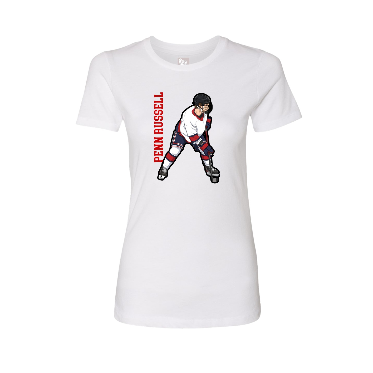 Womens Tee — Name Vertical in White