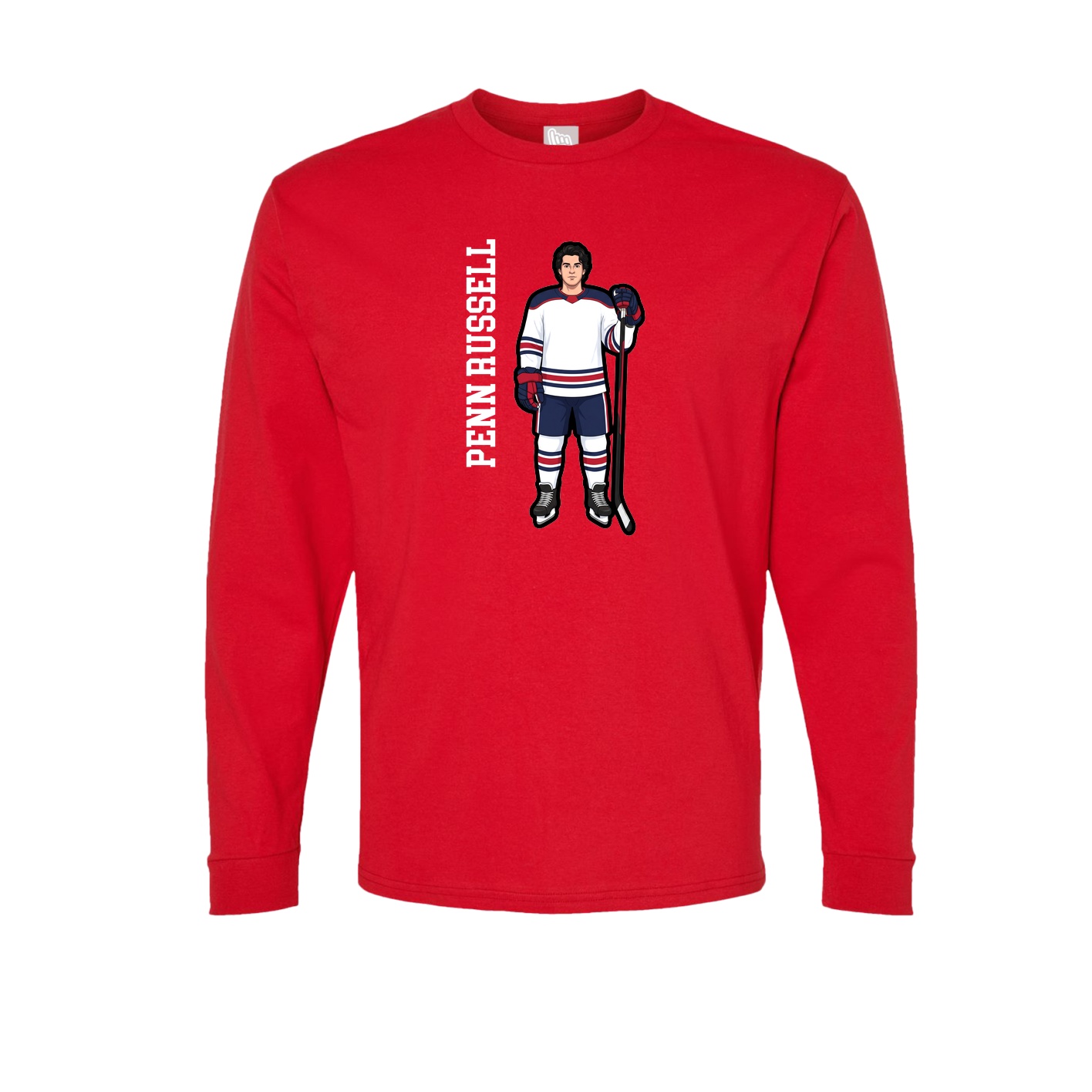 Long Sleeve Tee — Name Vertical in Red