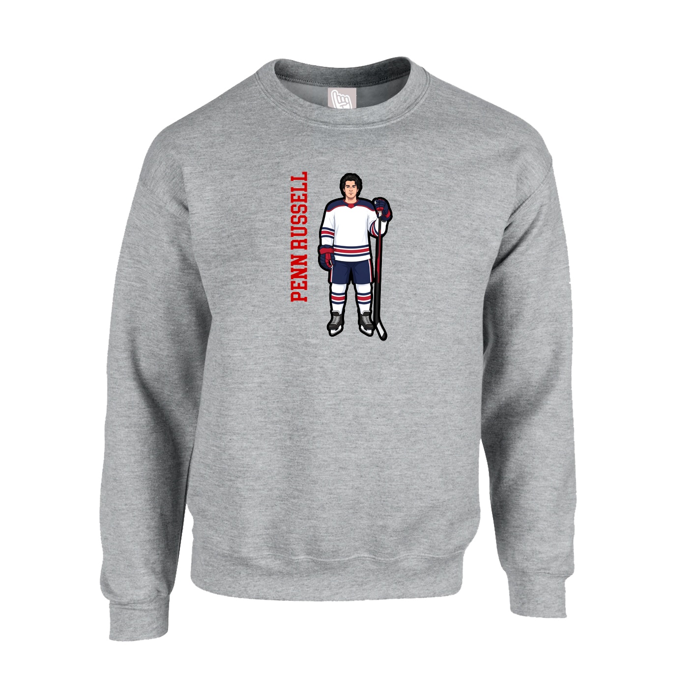 Fleece Crew — Name Vertical in Grey