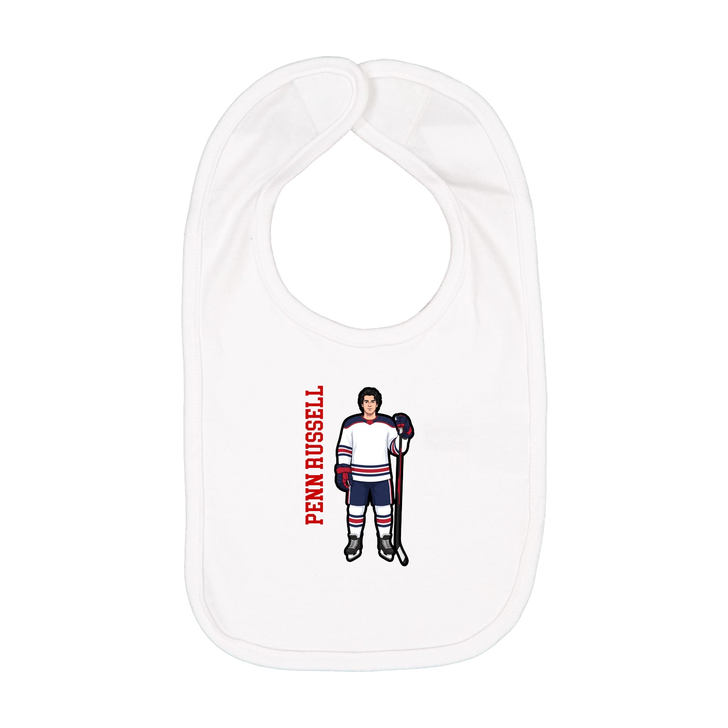 Infant Bib — Name Vertical in White