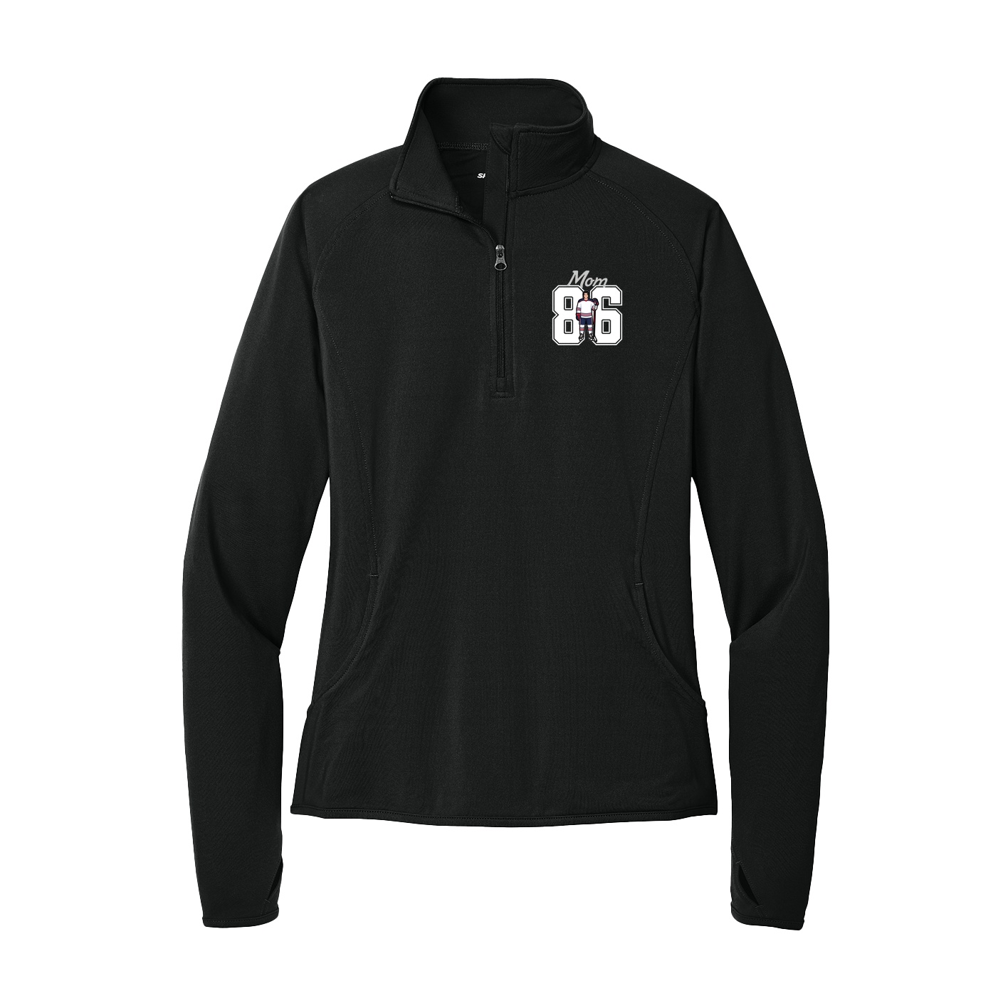 Women's Q-Zip Pullover — Mothers Day Shirsey in Black