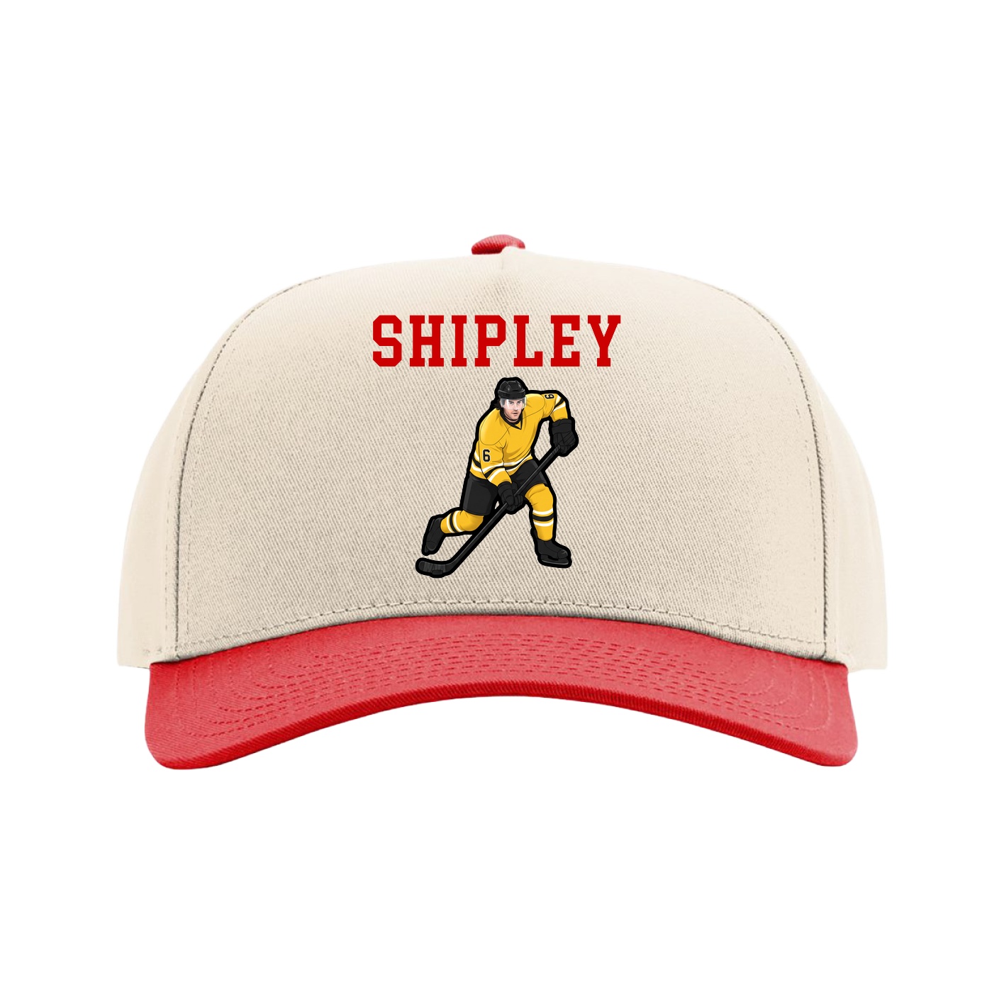 Full Fabric Five-Panel Champ Cap — Shirsey in Cream/Red