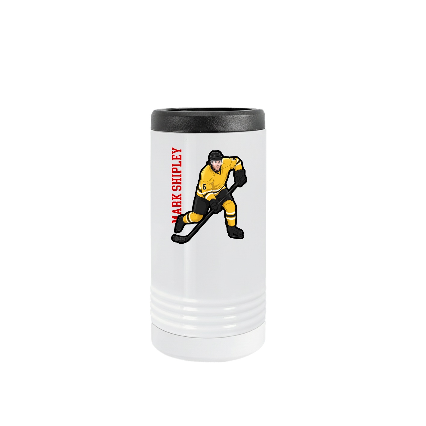 Slim Beverage Holder — Name Vertical in White