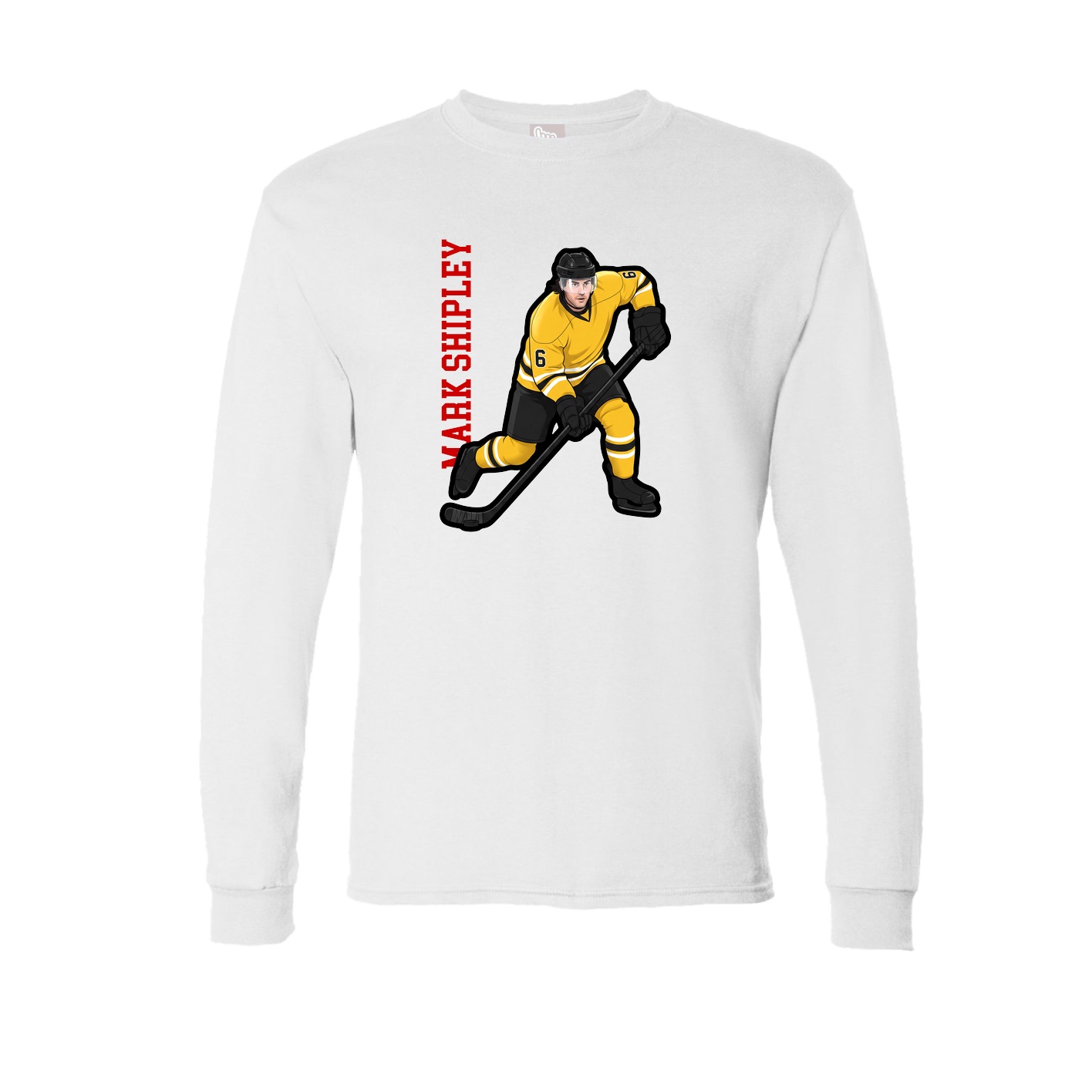 Long Sleeve Tee — Name Vertical in White