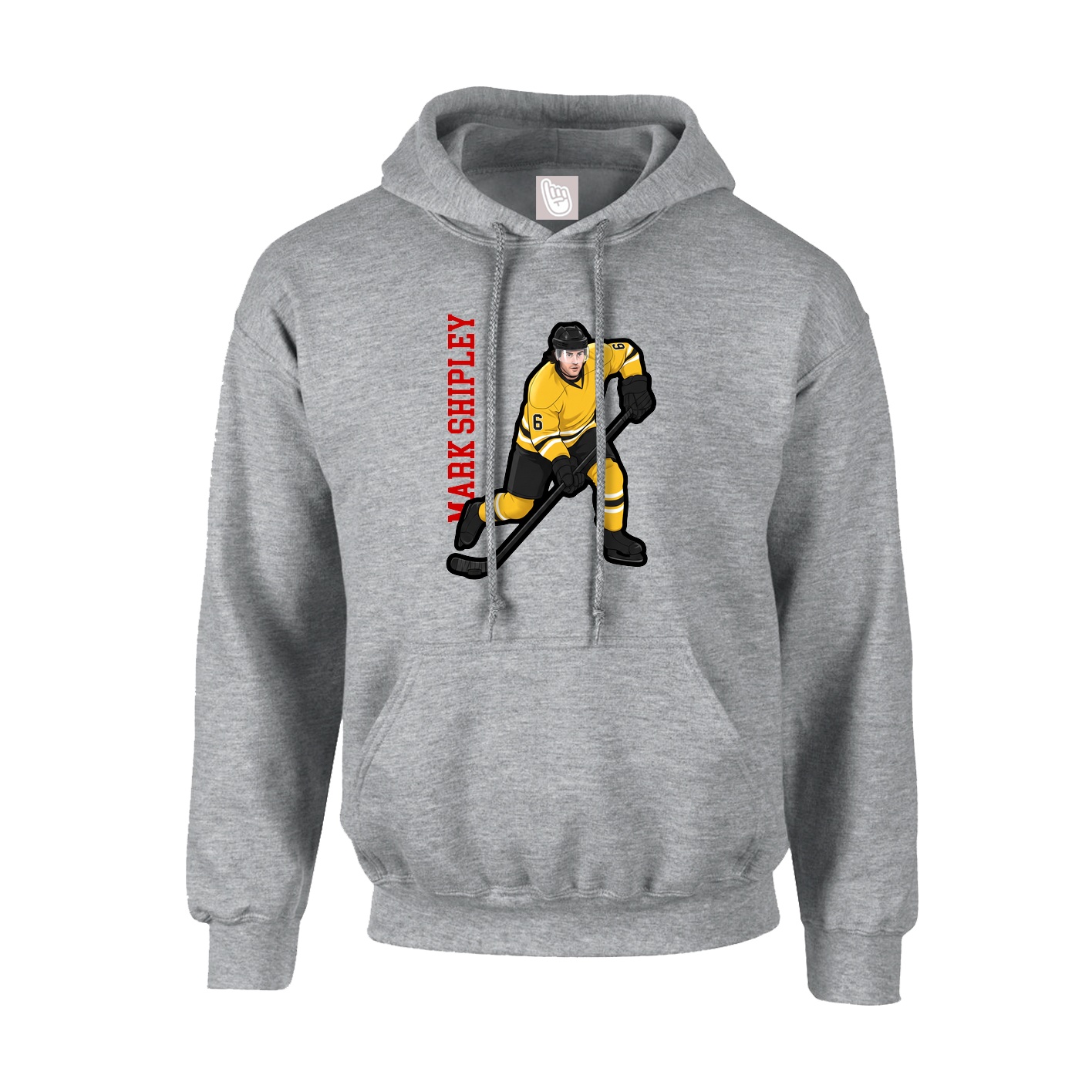 Hoodie — Name Vertical in Grey