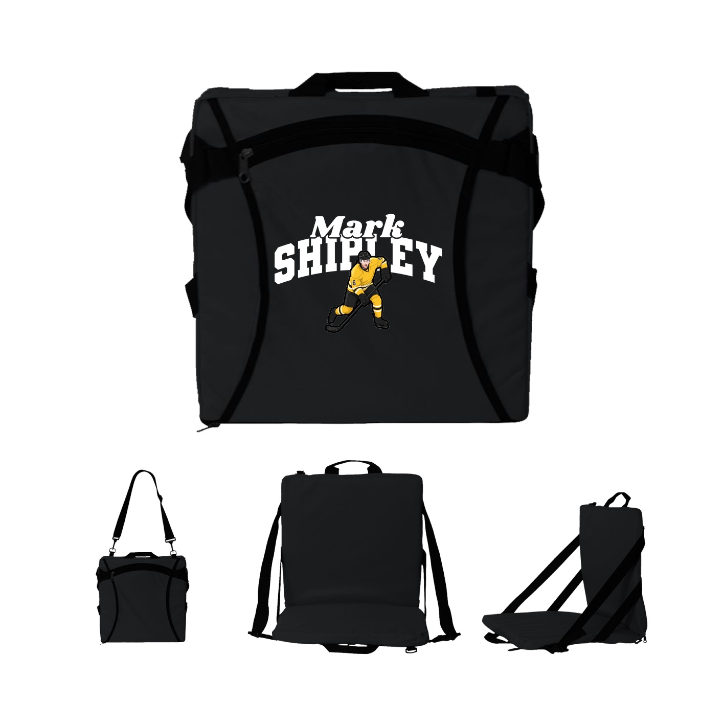 Folding Stadium Seat — Signature Arch in Black