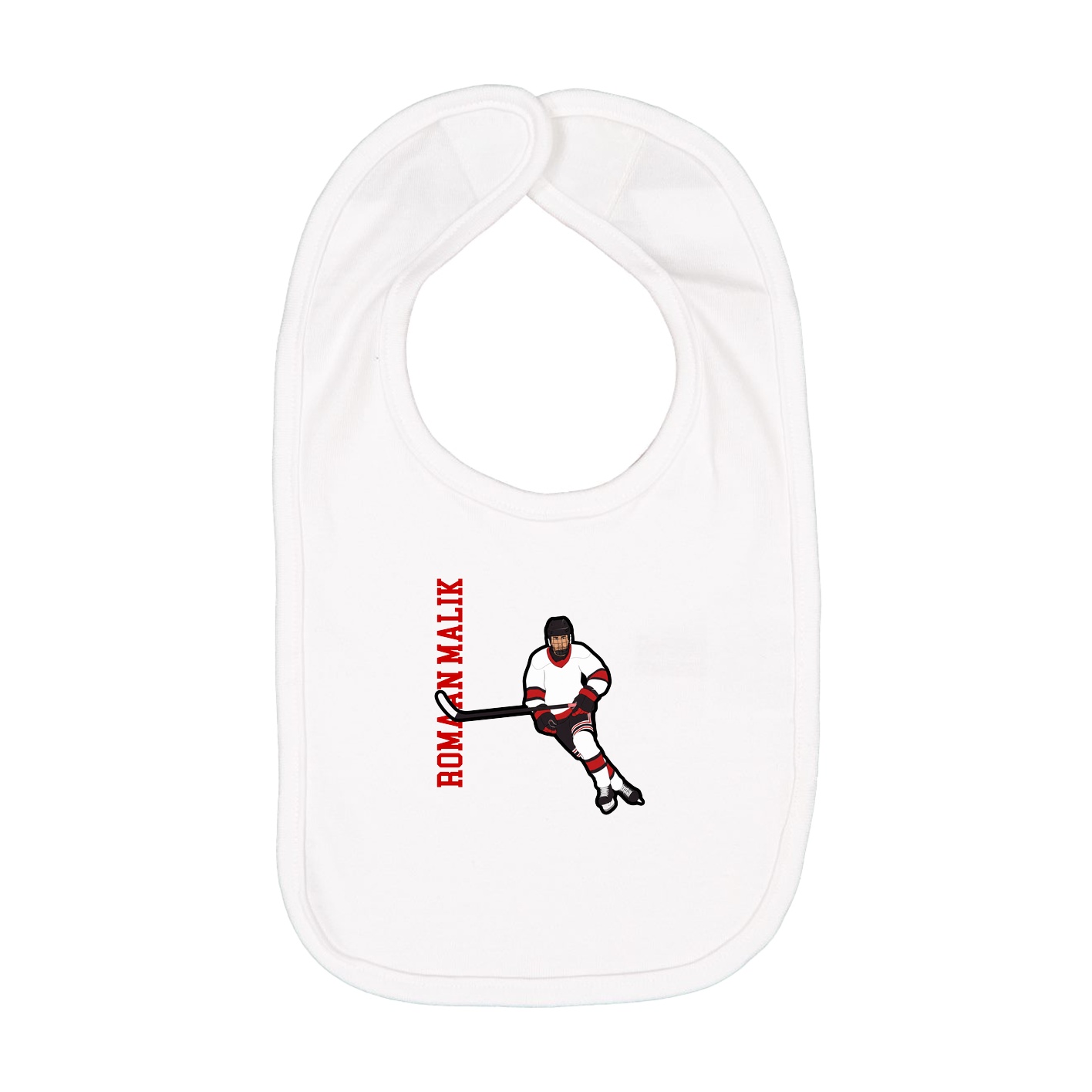 Infant Bib — Name Vertical in White