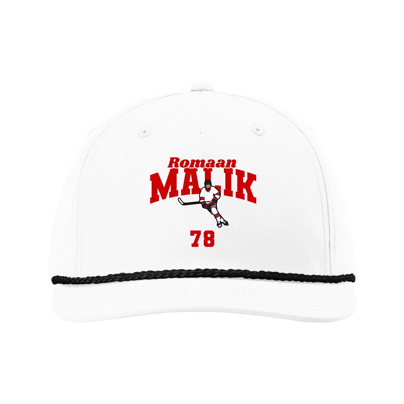 Five-Panel Classic Rope Cap — Signature Arch in White