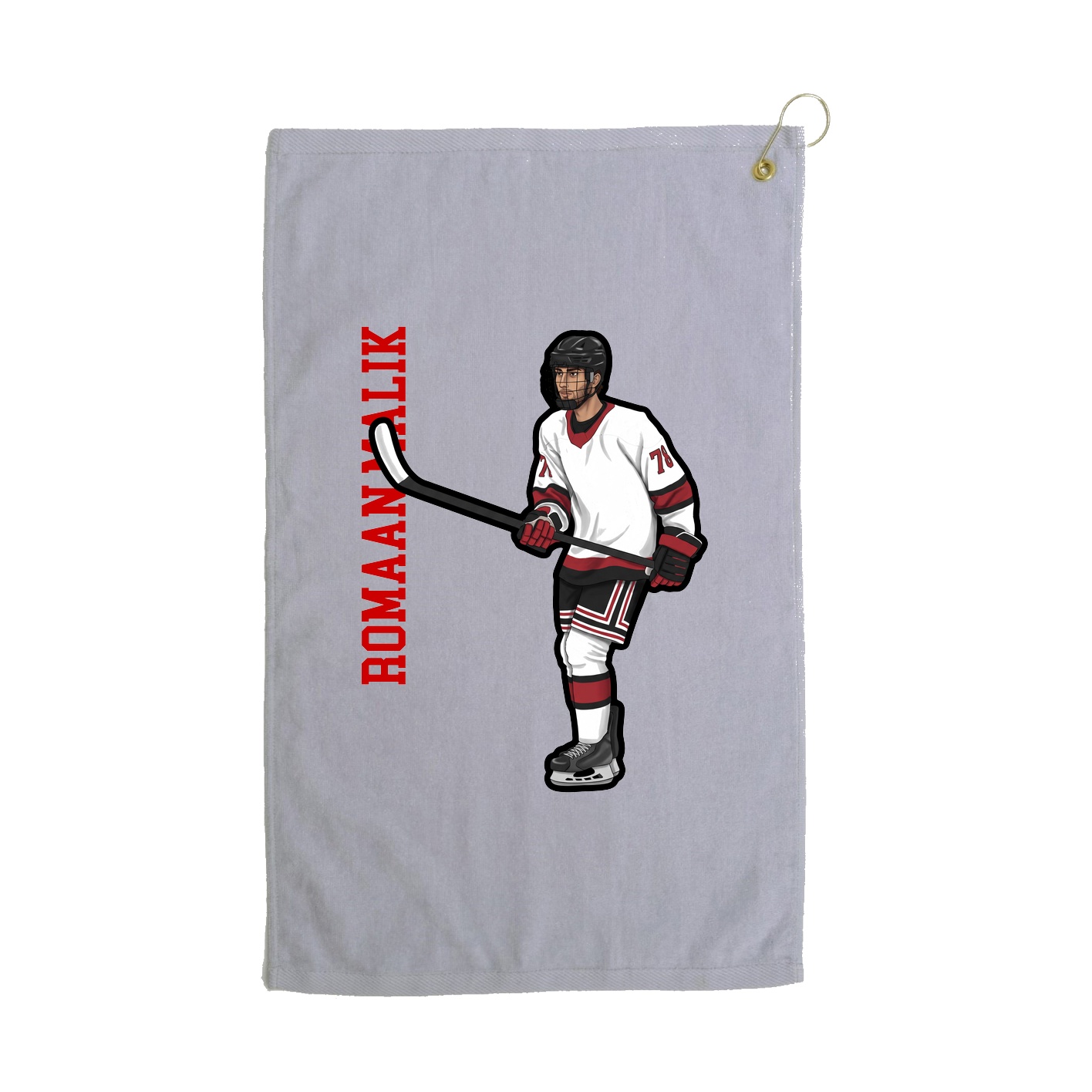Golf Towel — Name Vertical in Grey