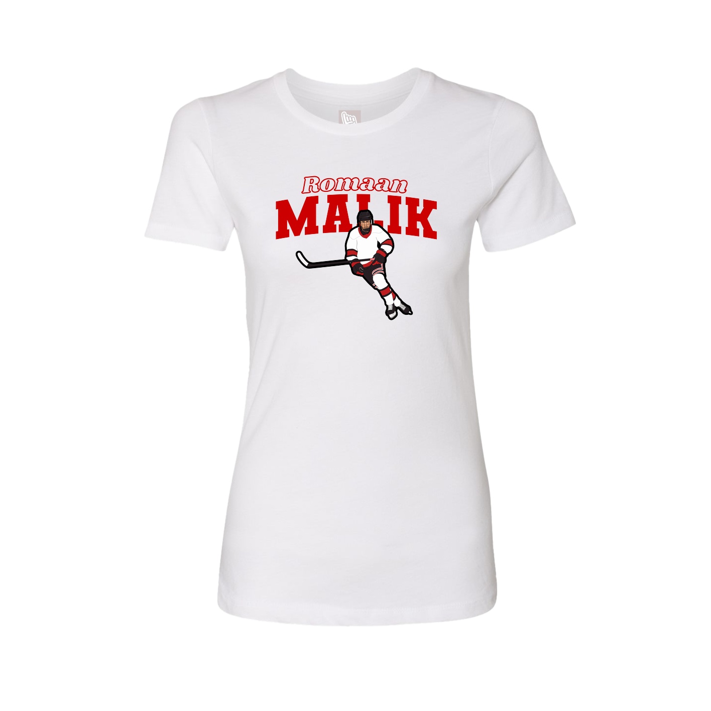 Fitted Women's Tee — Name Arch in White