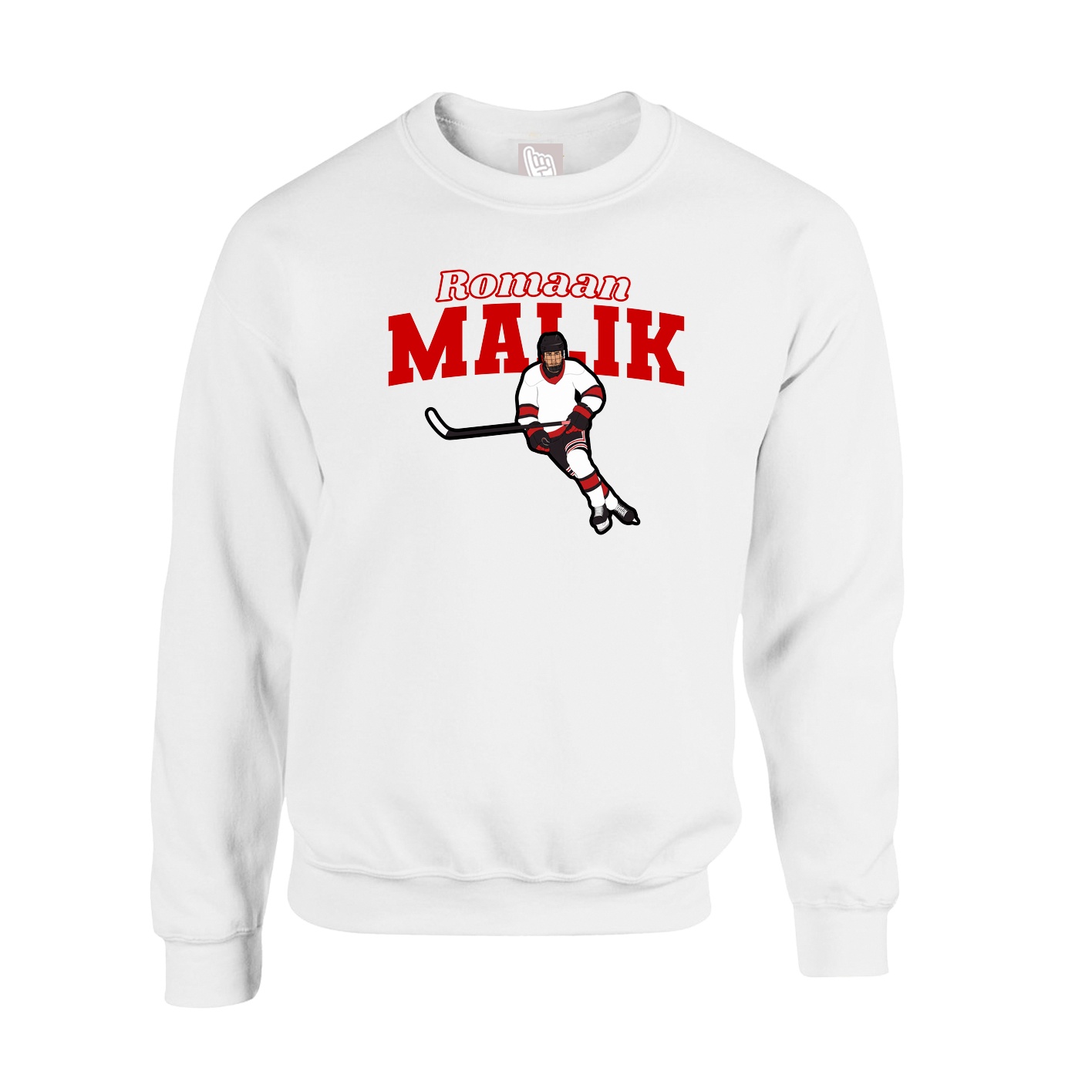Fleece Crew — Name Arch in White