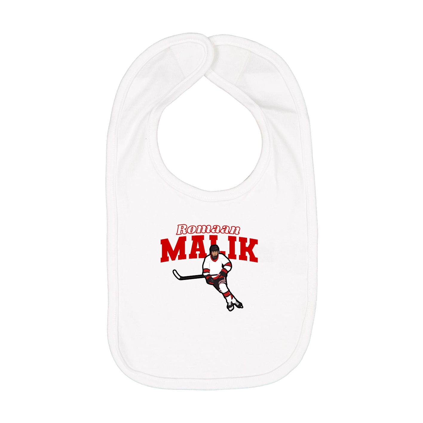 Infant Bib — Name Arch in White